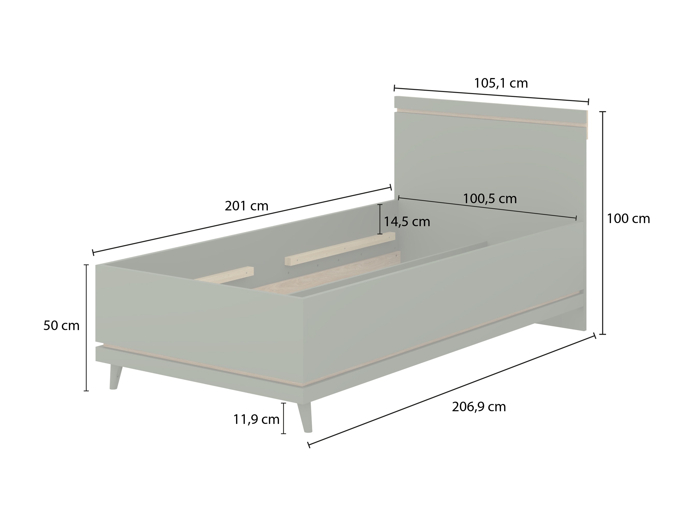 Кровать Fertalu 107 (Зелёный + Дуб)