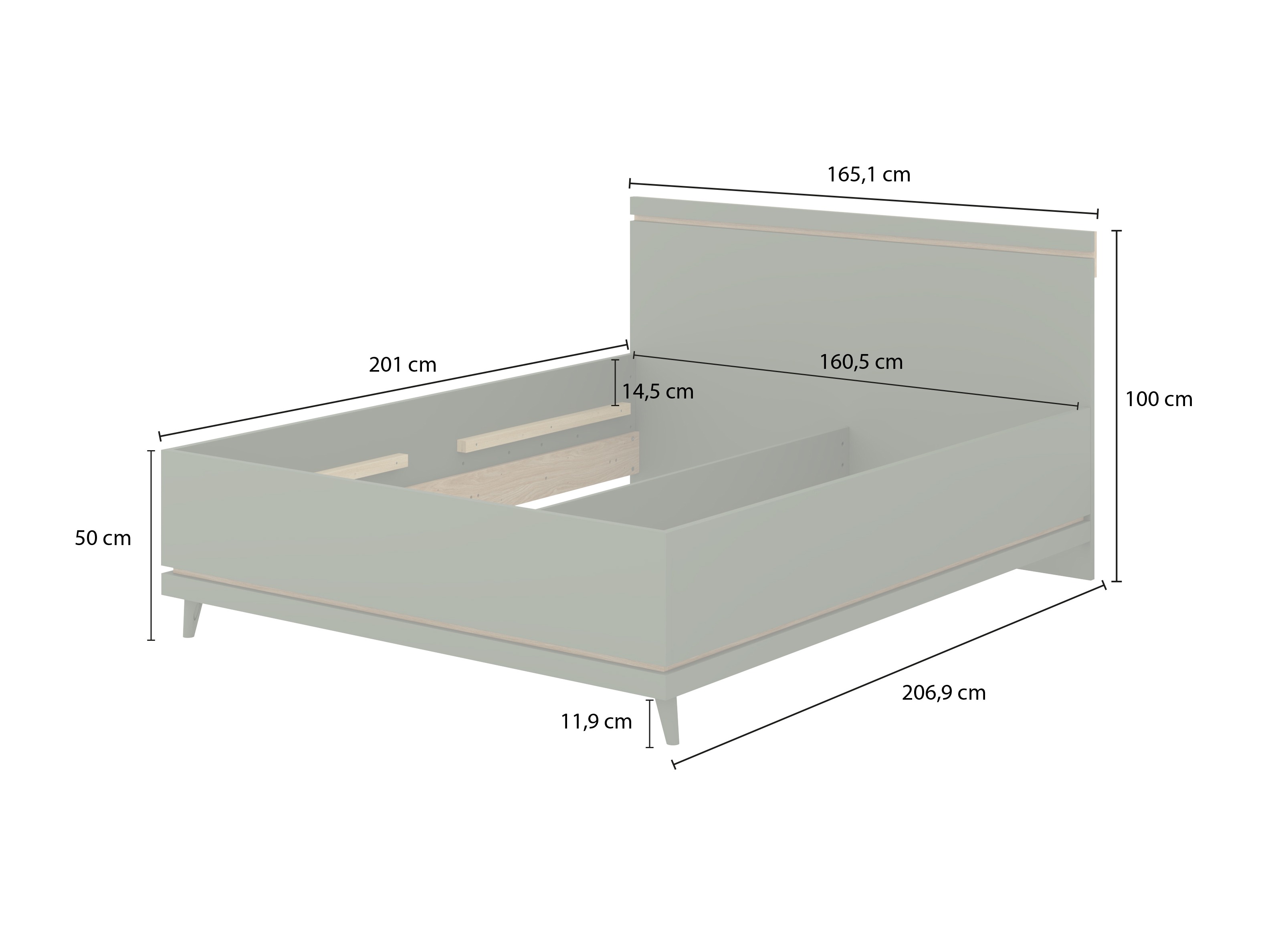 Кровать Fertalu 107 (Зелёный + Дуб)