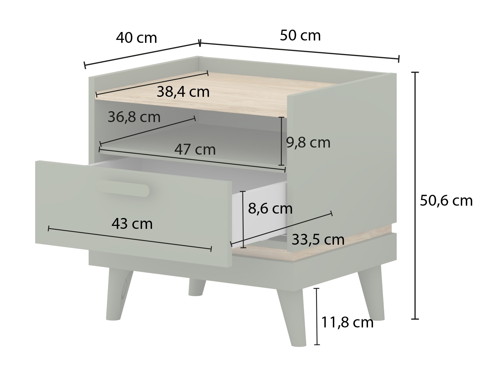 Naktsgaldiņš Fertalu 102 (Zaļš + Ozols)
