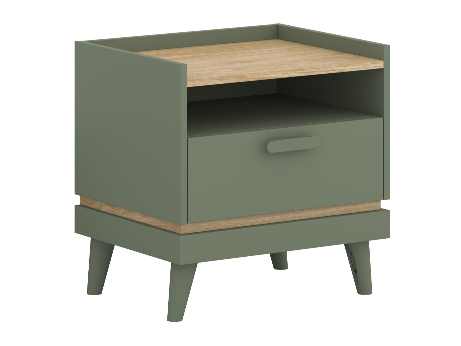 Прикроватная тумбочка Fertalu 102 (Зелёный + Дуб)