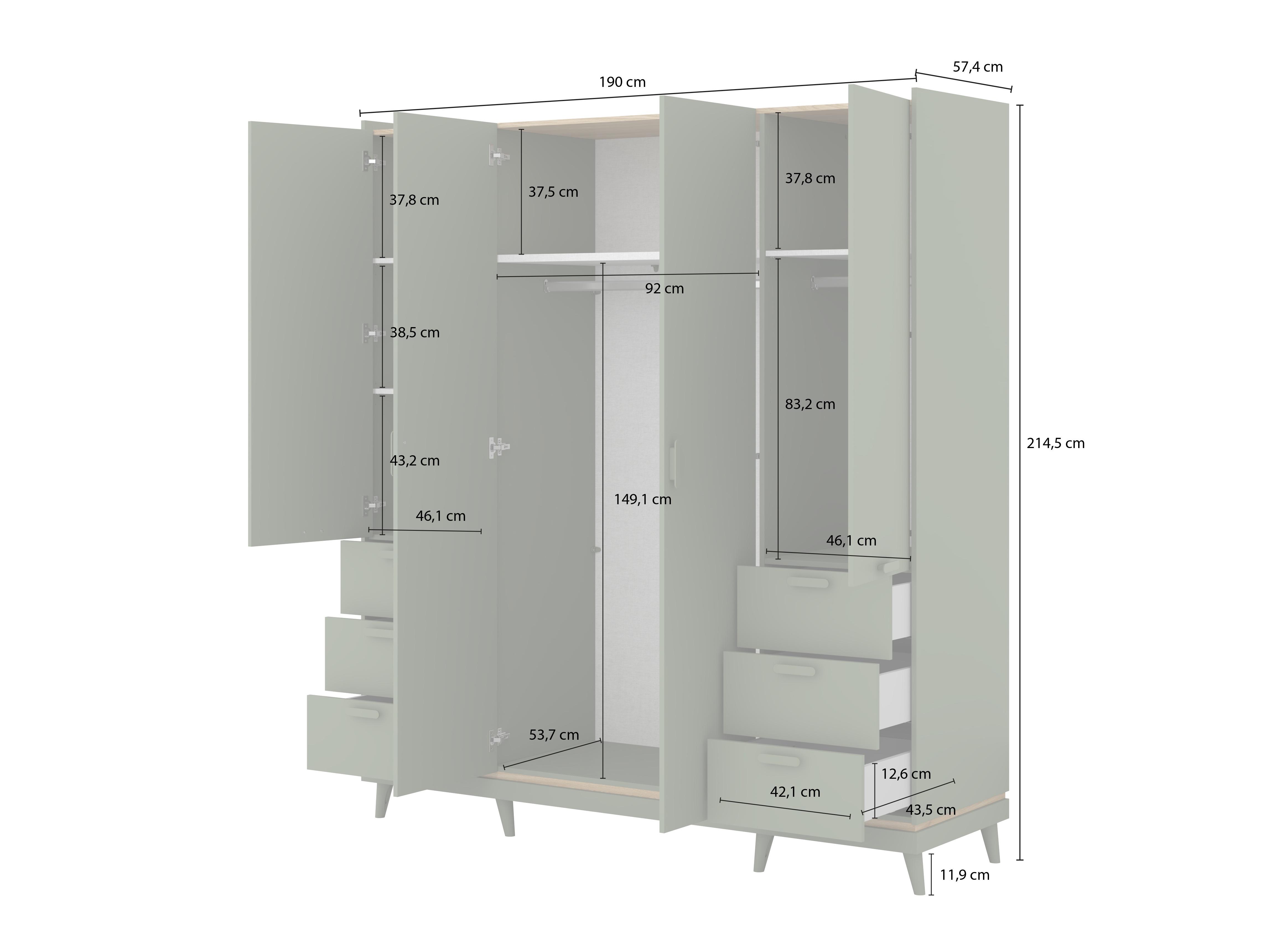 Шкаф Fertalu 101 (Зелёный + Дуб)