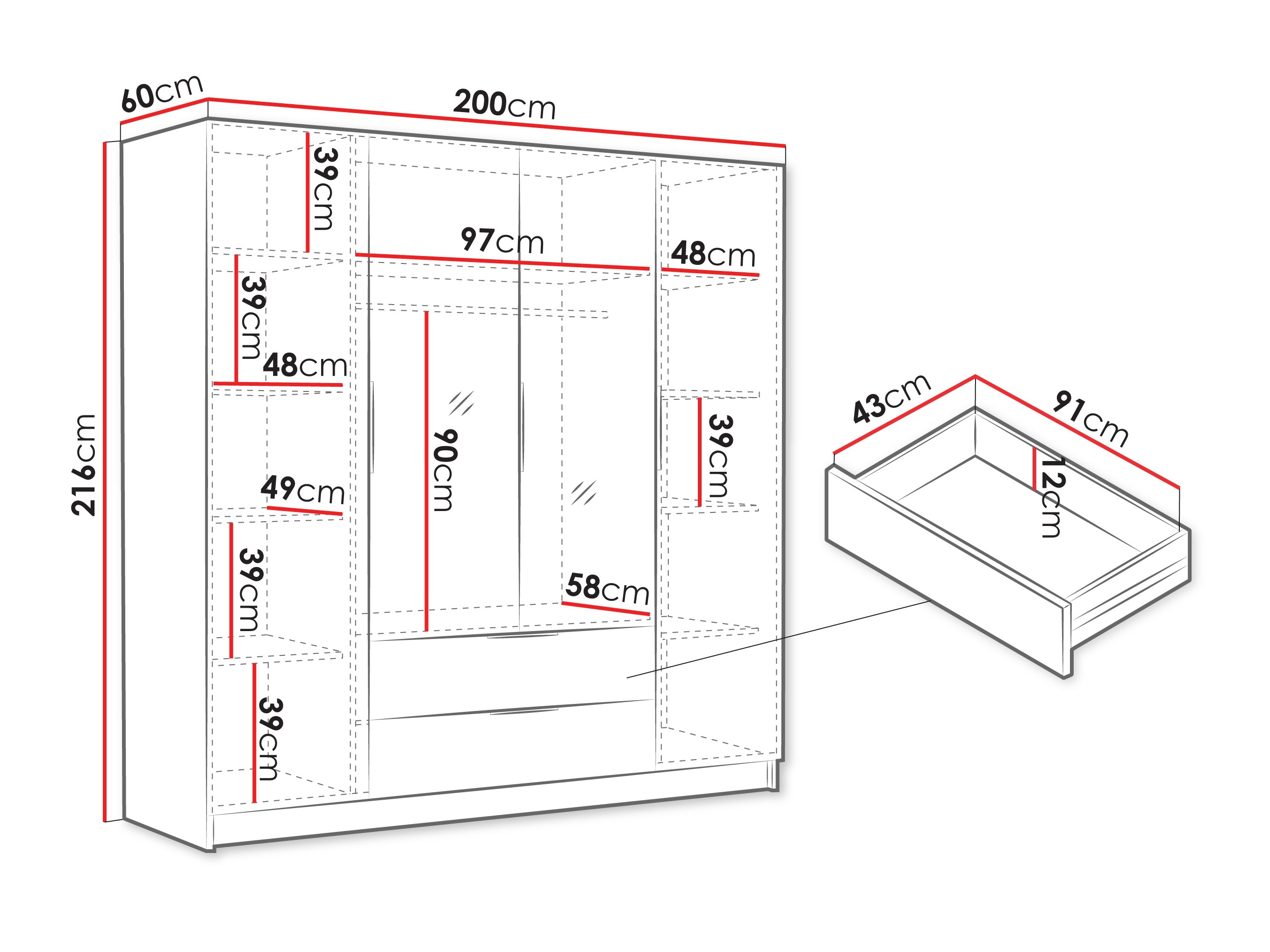 Skapis Closico 201 (Kašmirs)