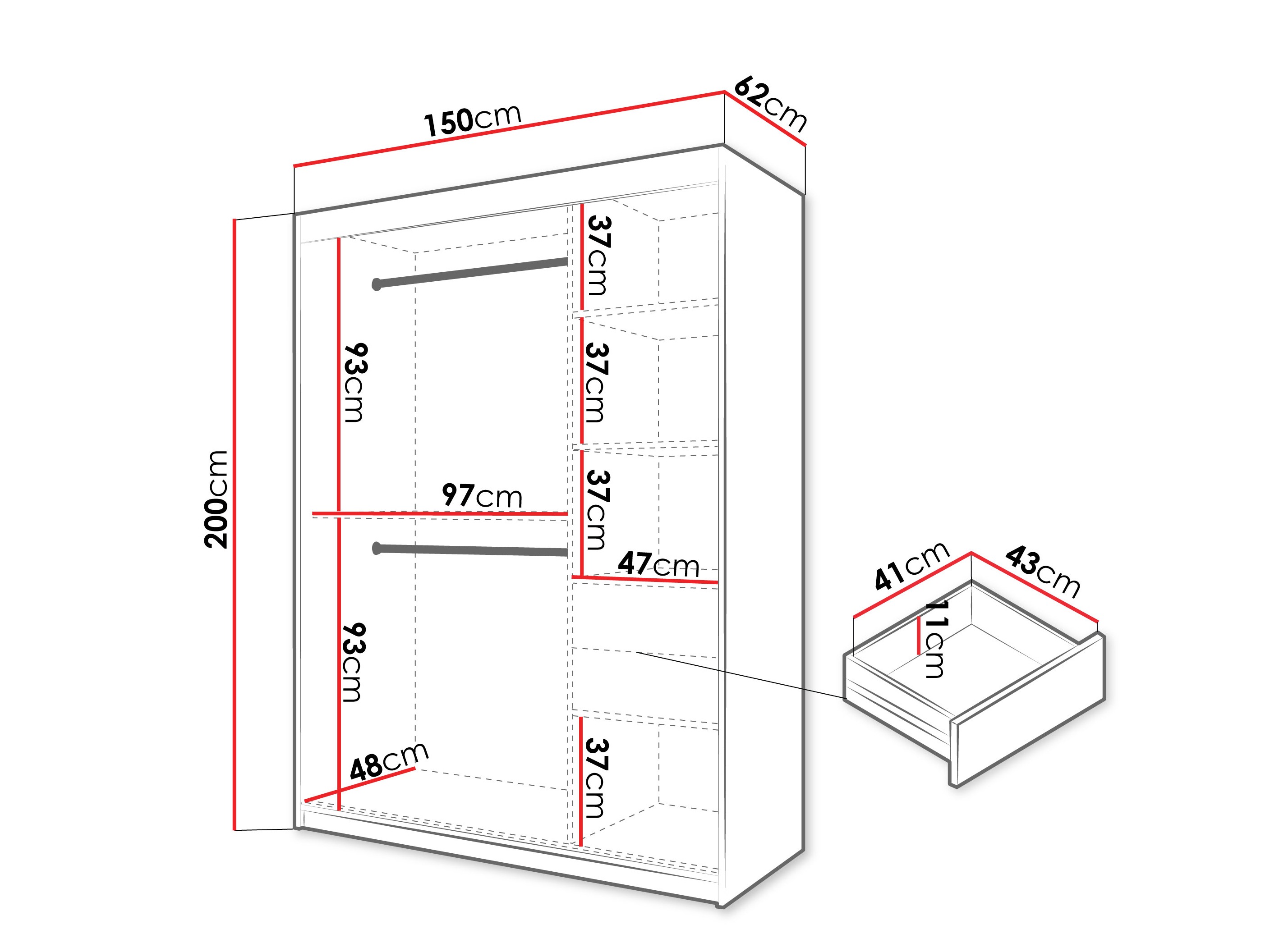 Skapis Hartford 578 (Melns)