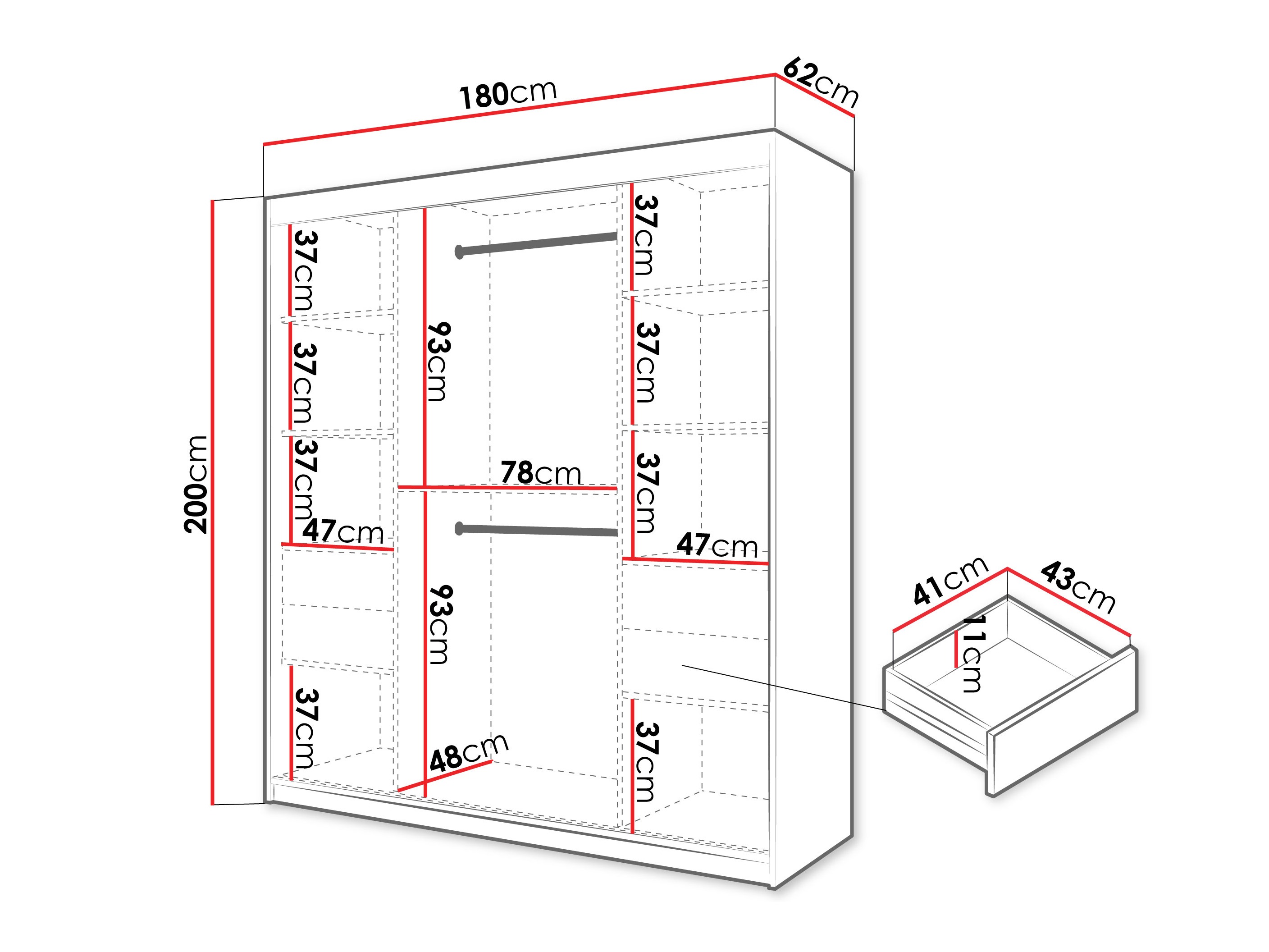 Skapis Hartford 578 (Melns)