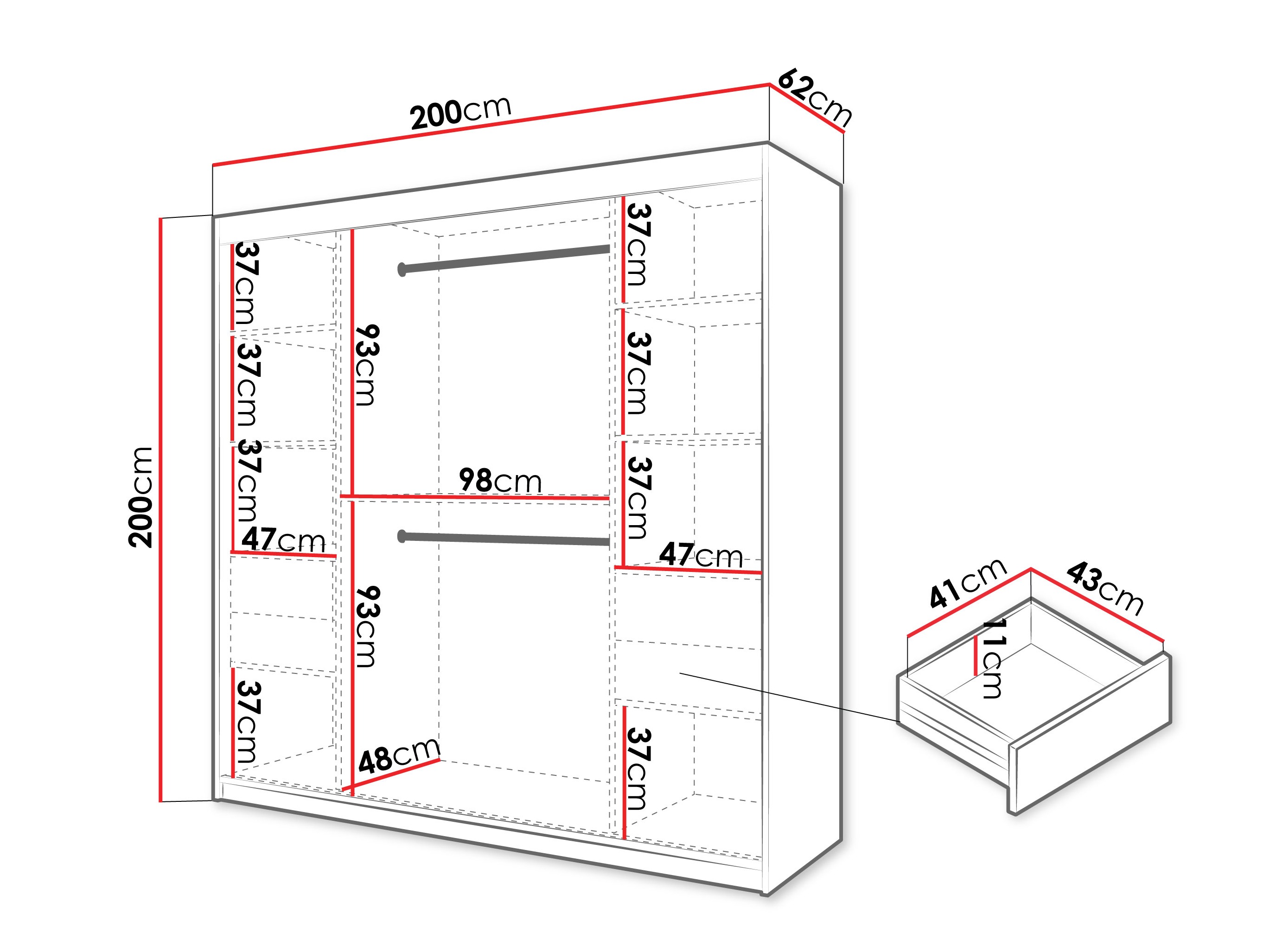 Skapis Hartford 578 (Melns)