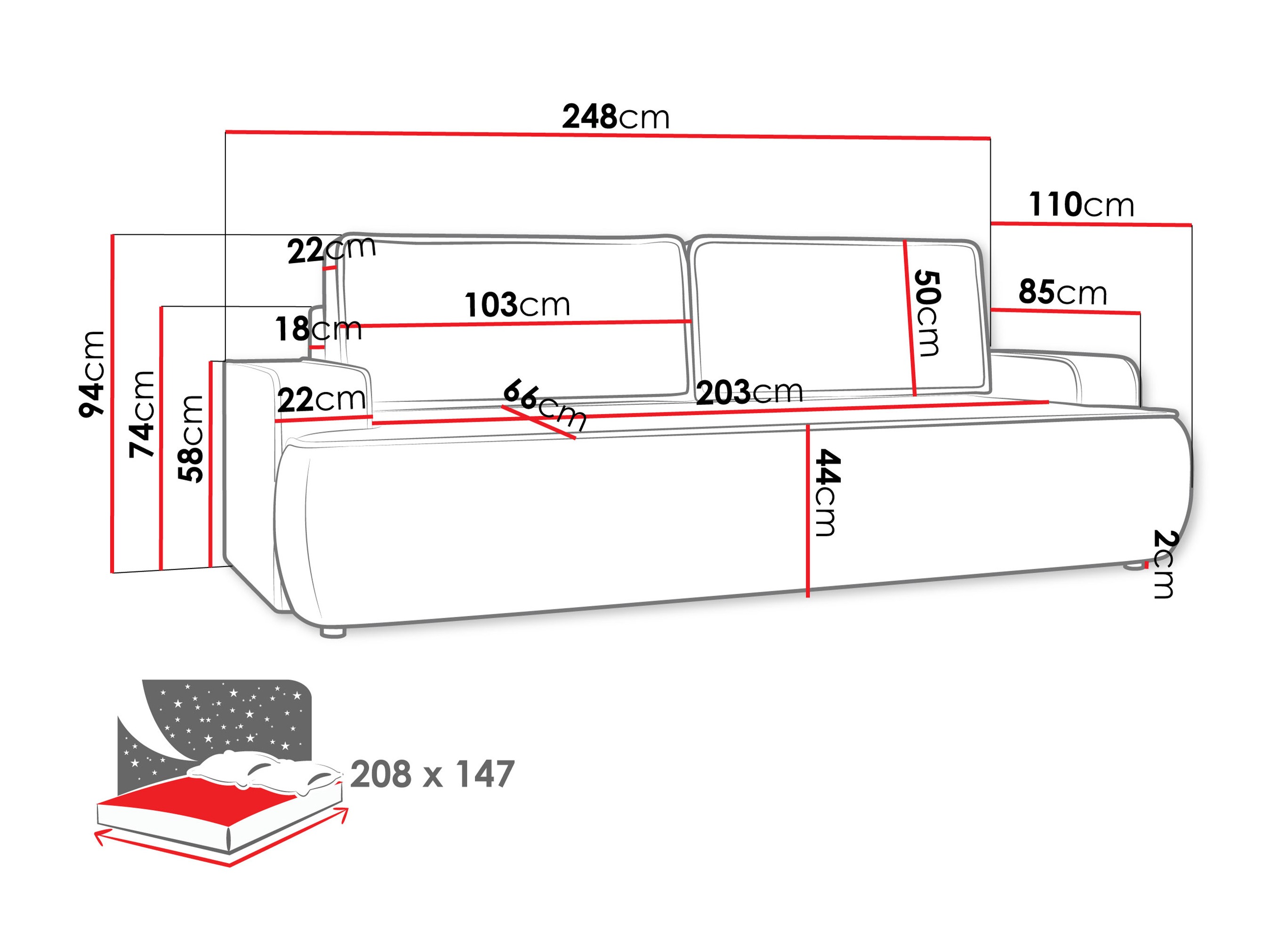 Dīvāns gulta Bountiful 103 (Velo 621)