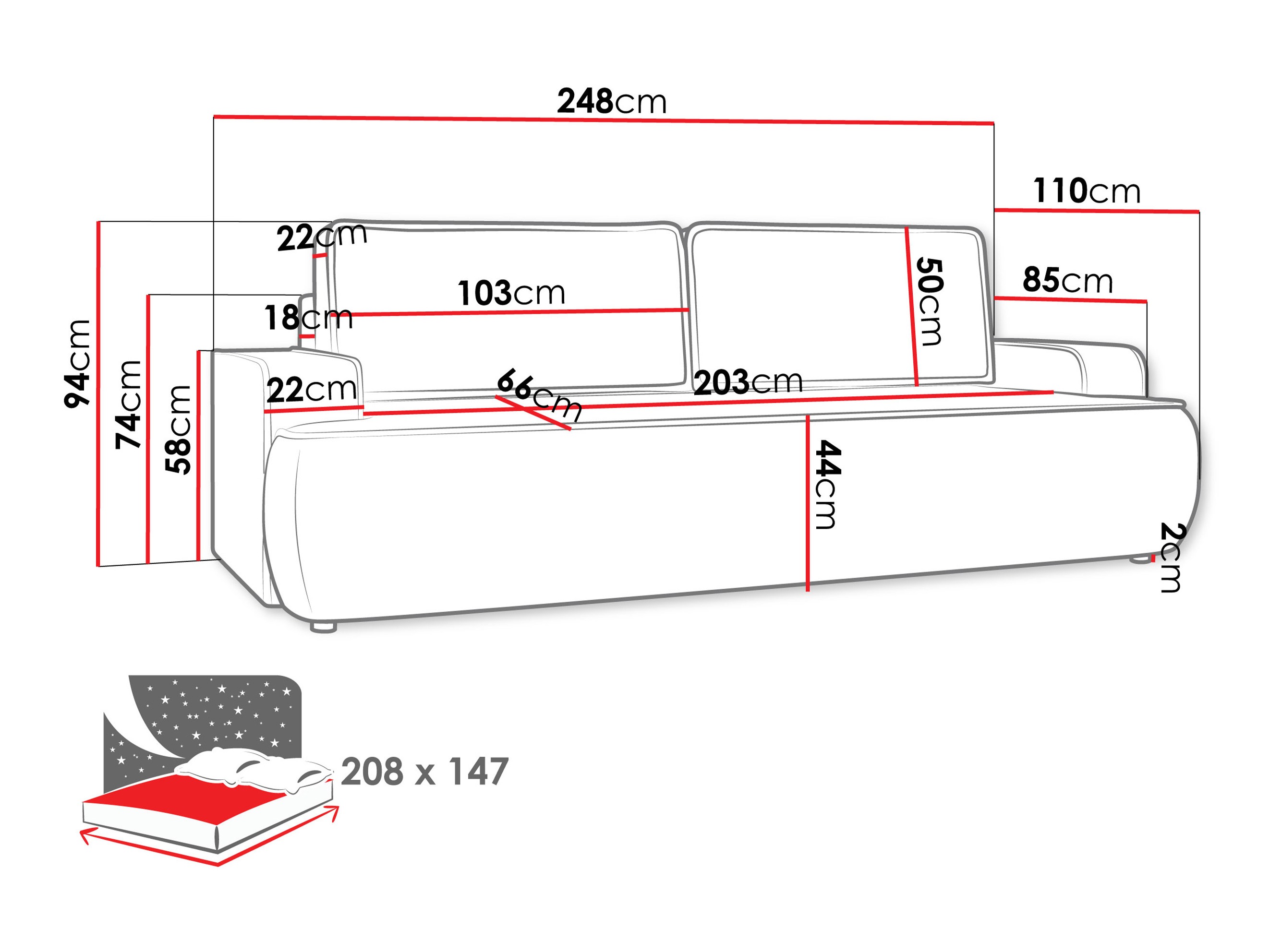 Dīvāns gulta Bountiful 103 (Velo 623)