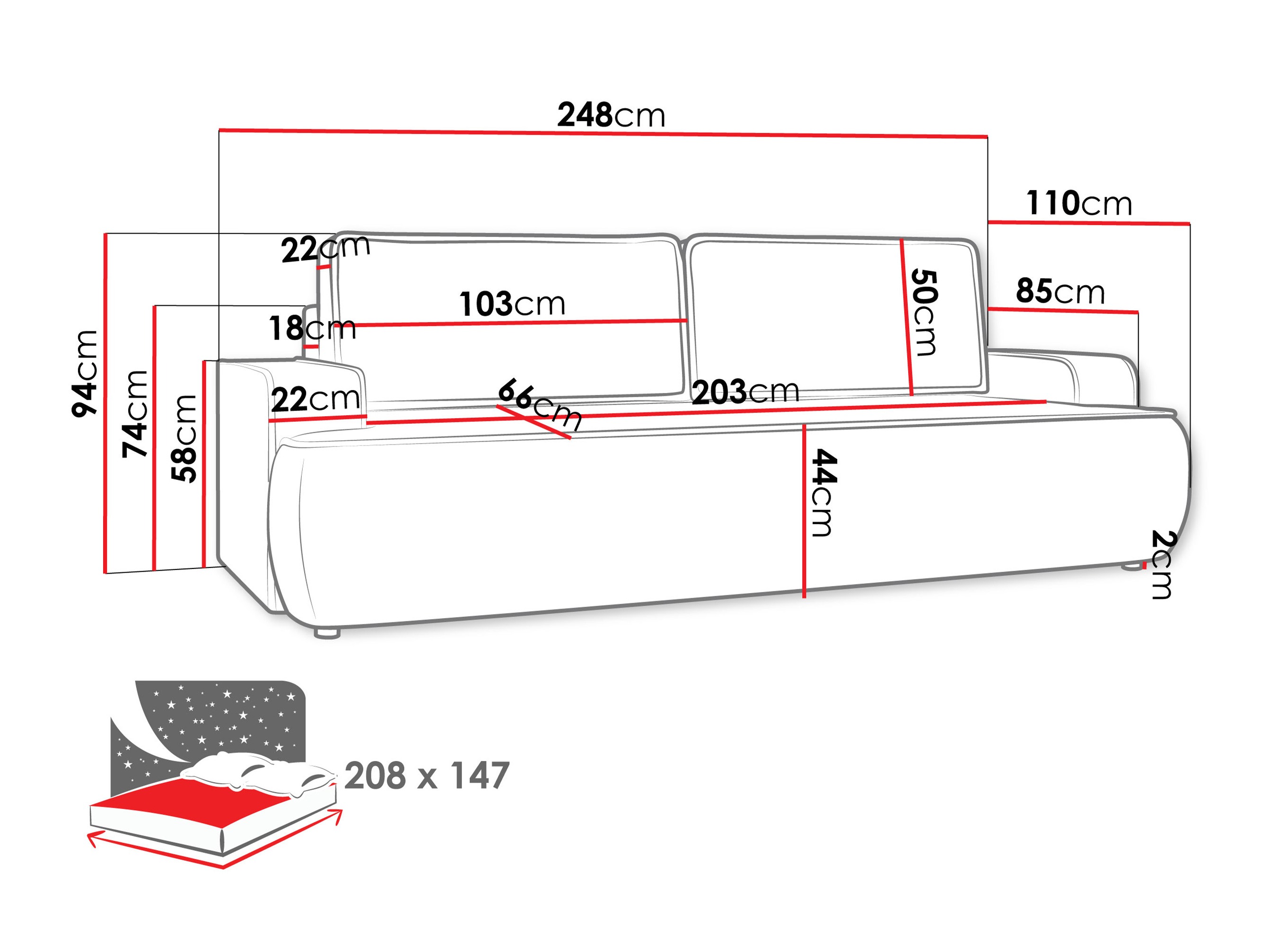 Dīvāns gulta Bountiful 103 (Velo 635)