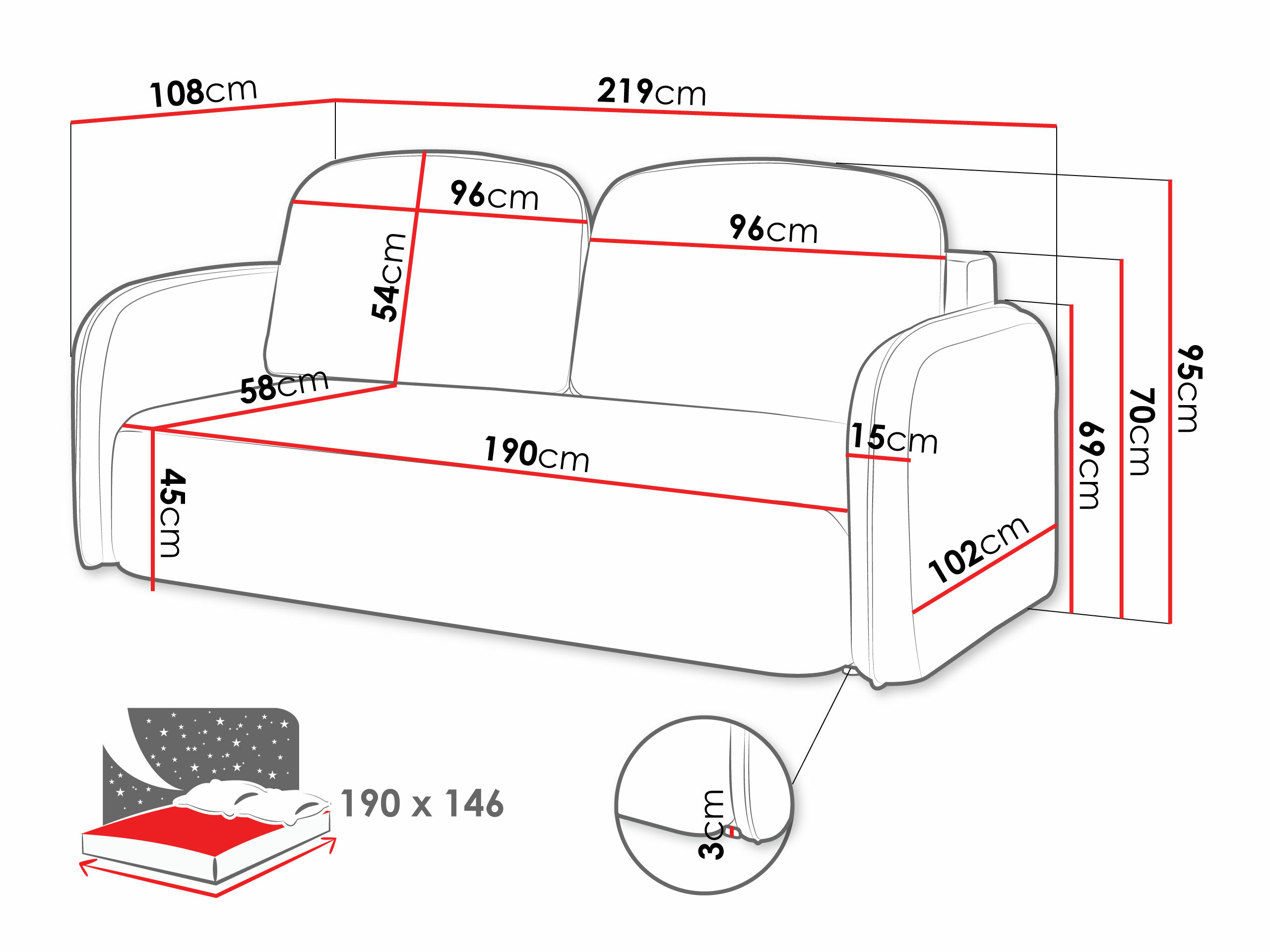 Dīvāns gulta ComfiDream 198 (Sicuro 45)