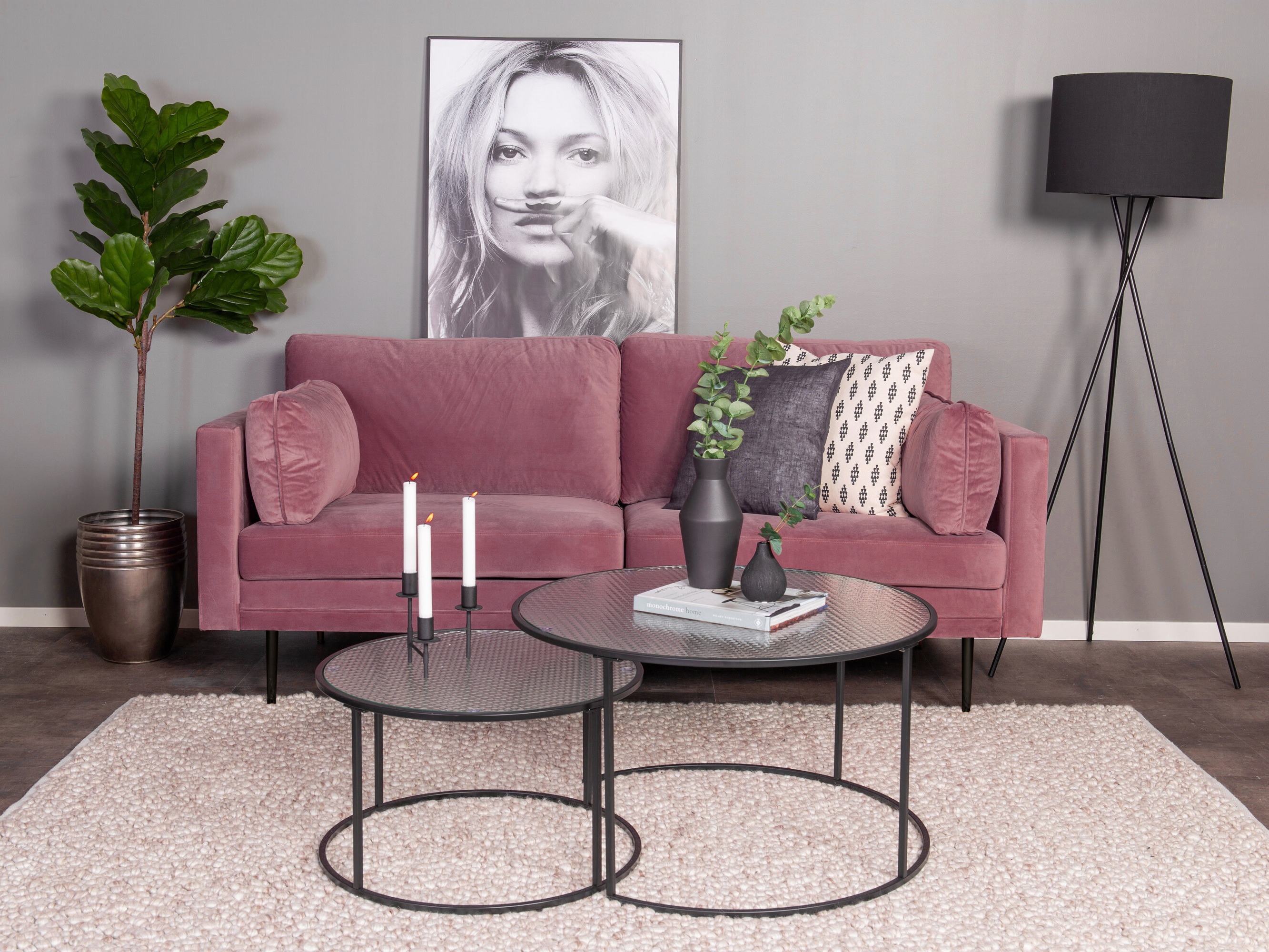 Dīvāns Dallas 101 (Dusty rozā + Melns)