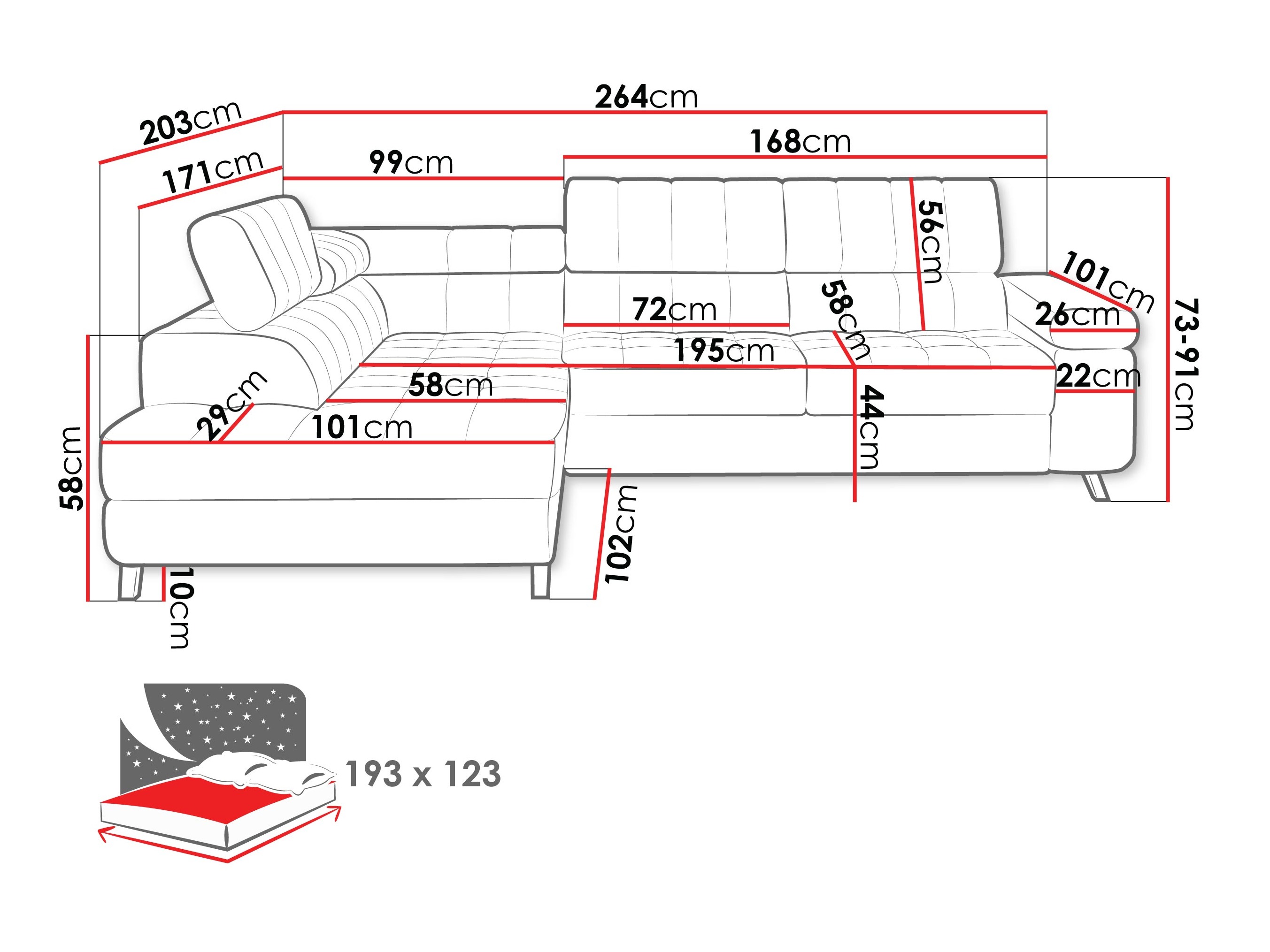 Угловой диван Comfivo 207 (Piaнет 26)