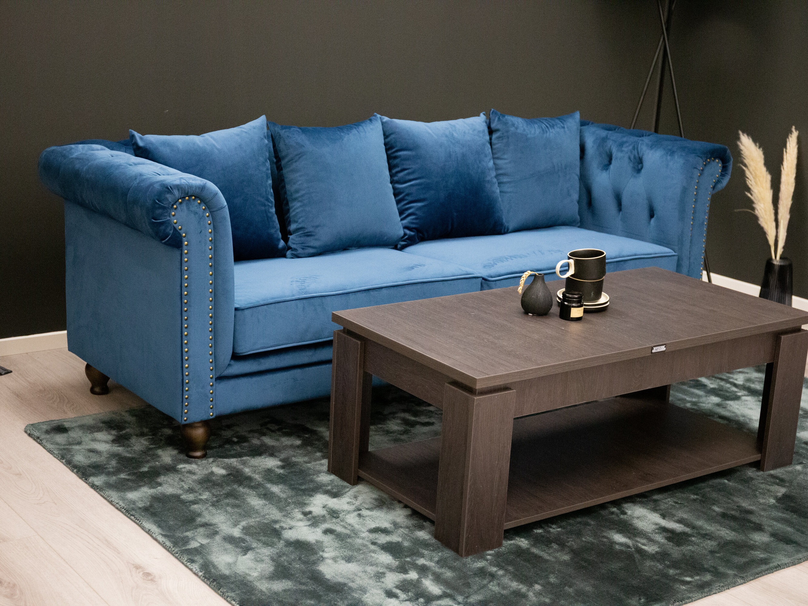 Chesterfield dīvāns Dallas 255 (Zils)