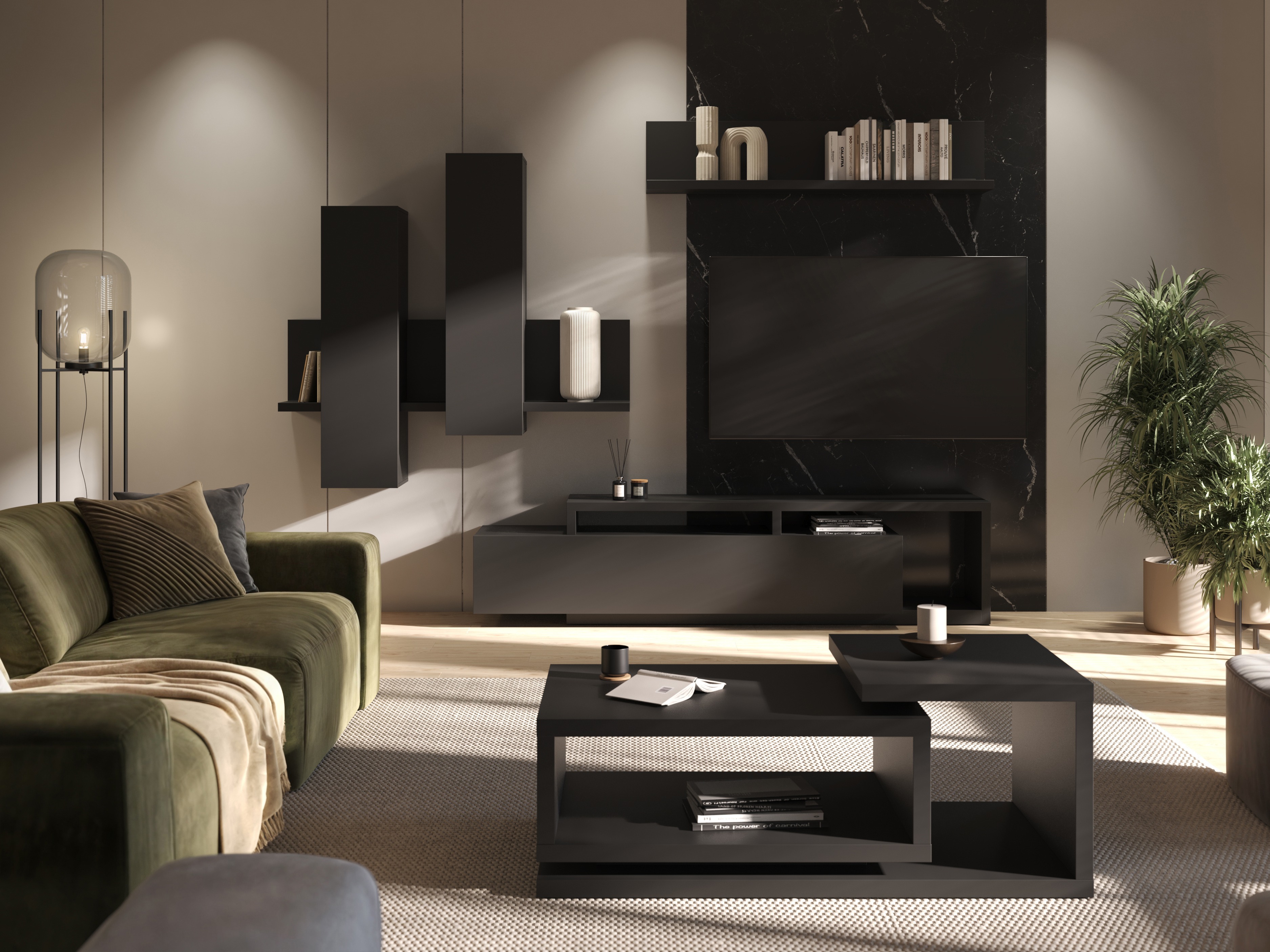 ТВ тумба Lutiva 103 (Матовый черный)