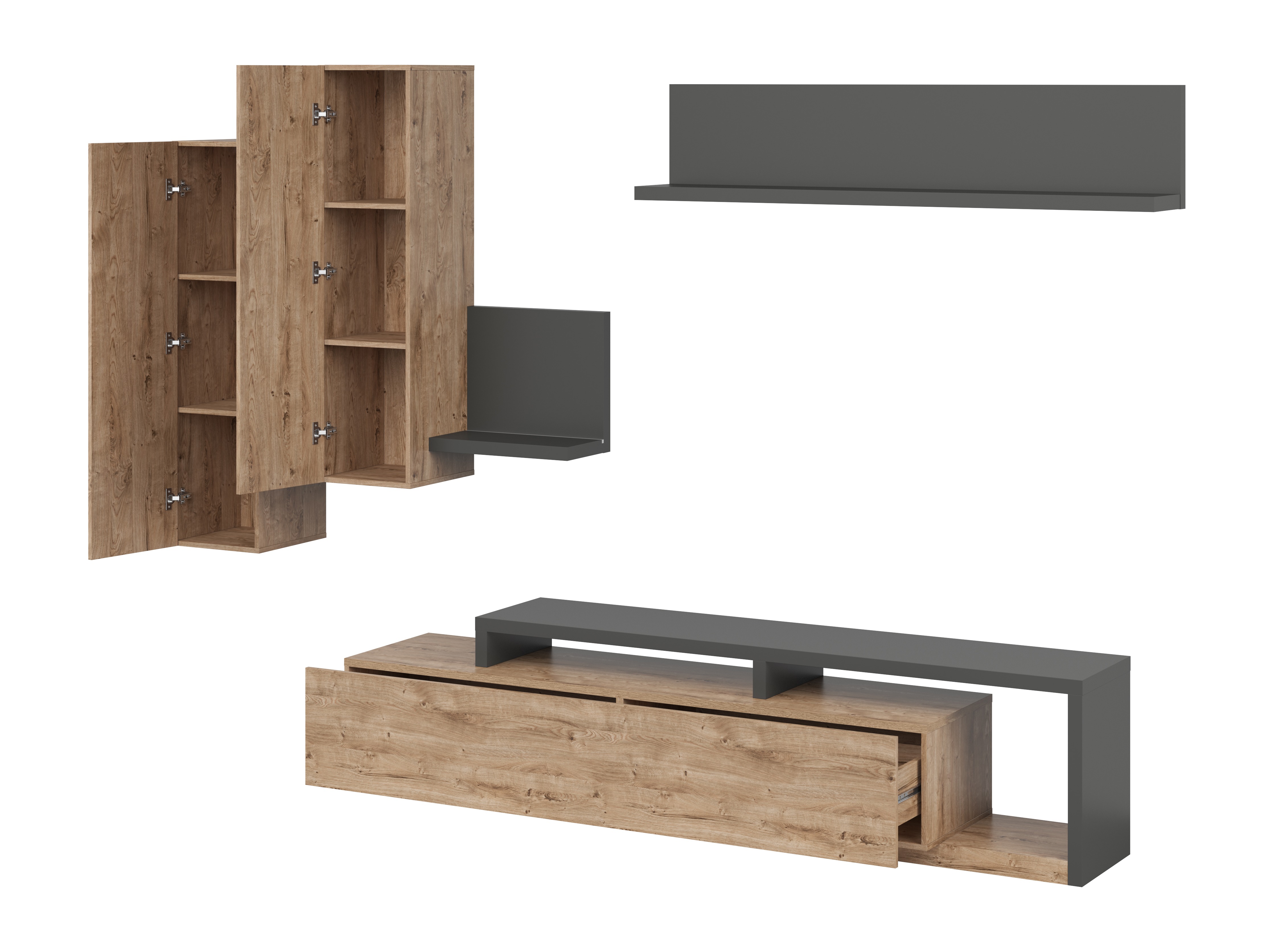 Viesistabas komplekts Lutiva 100 (Antracīts + Ribbec ozols)