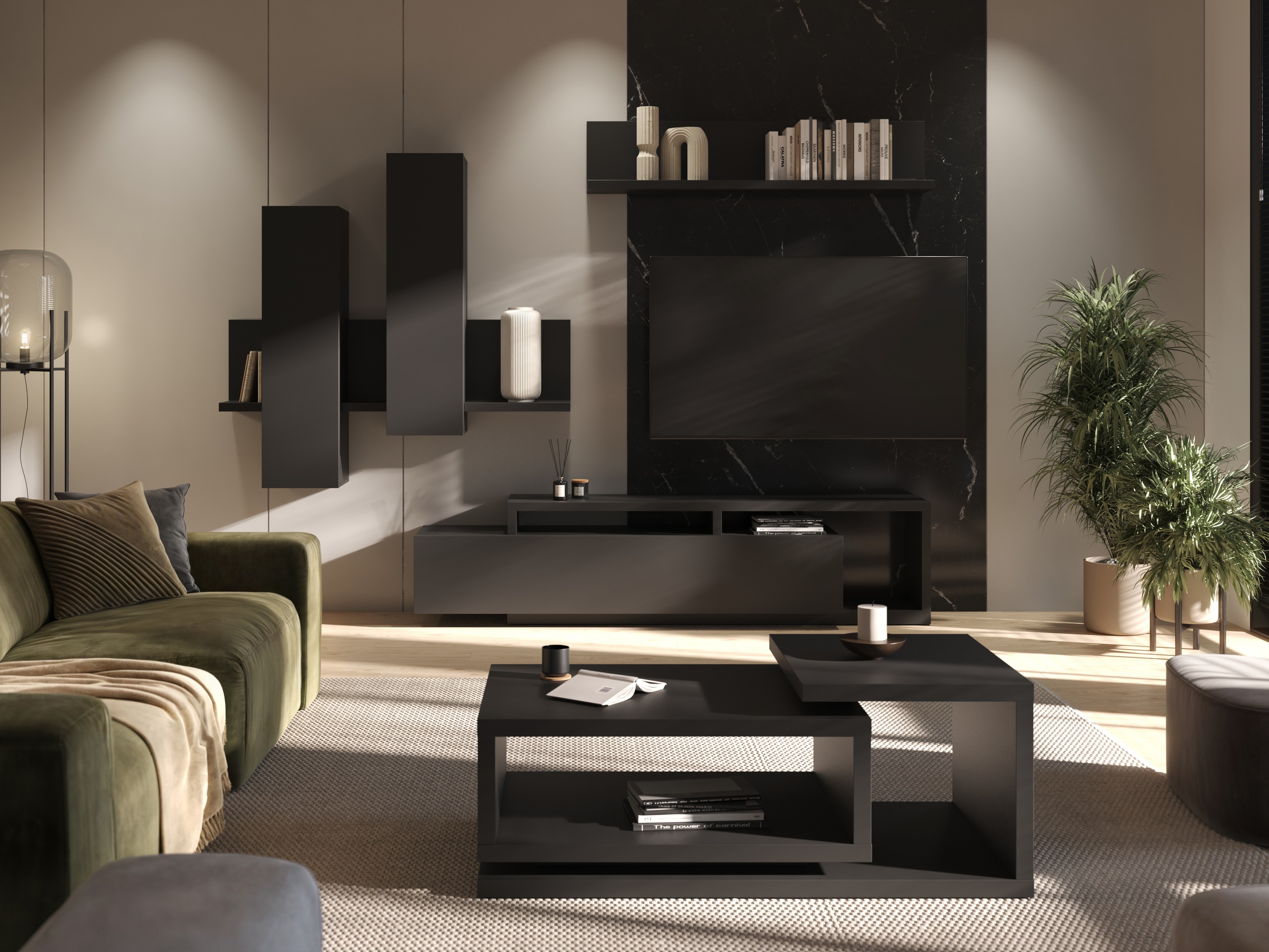 Viesistabas komplekts Lutiva 100 (Matēts melns)