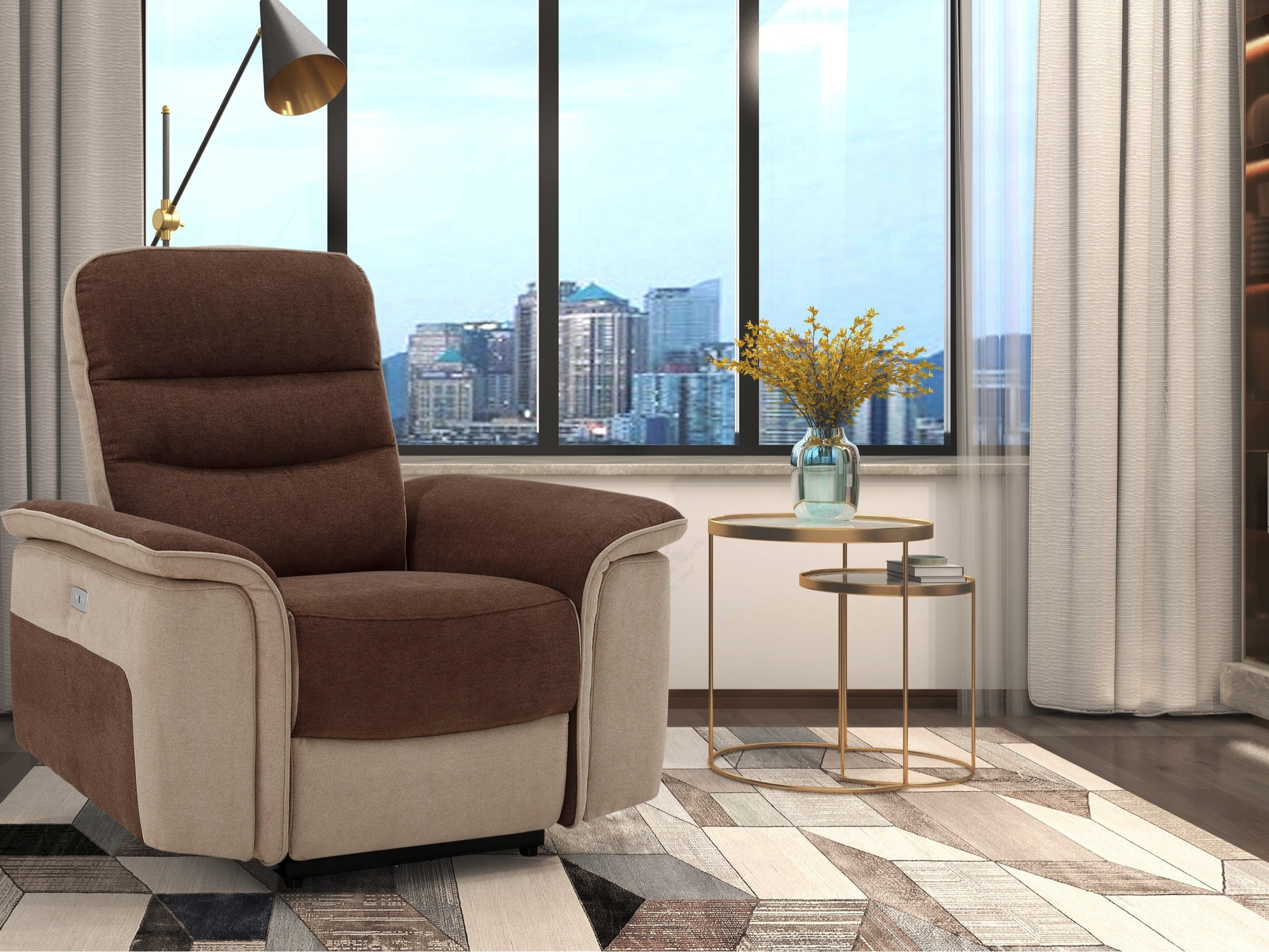 Krēsls reglainer Denton 680 (Brūns + Bēšs)