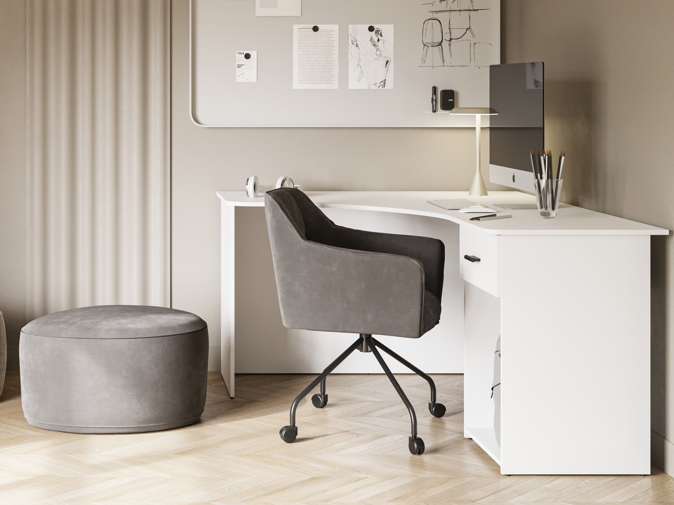 Stūra rakstāmgalds Austin 303 (Balts)