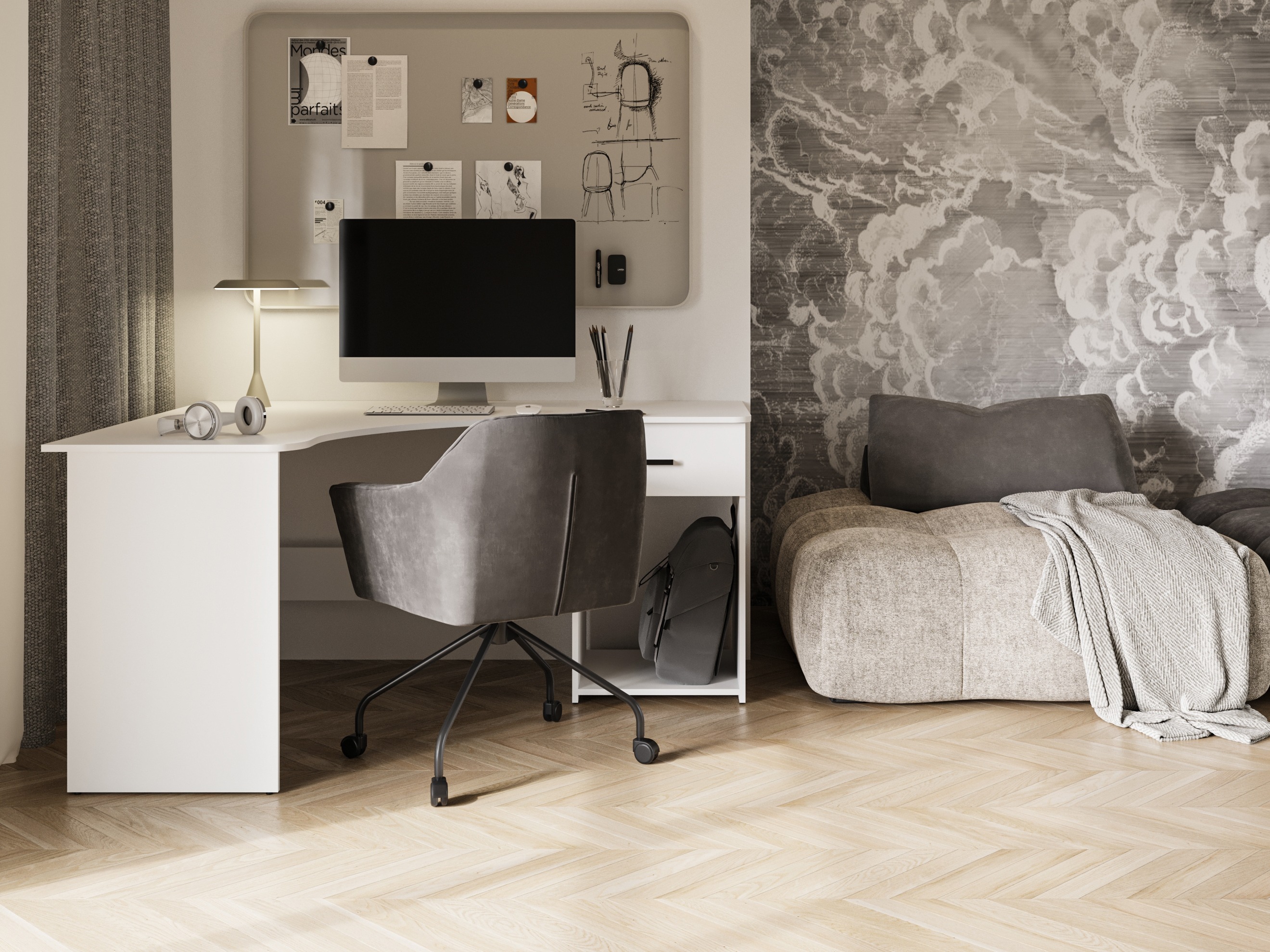 Stūra rakstāmgalds Austin 303 (Balts)