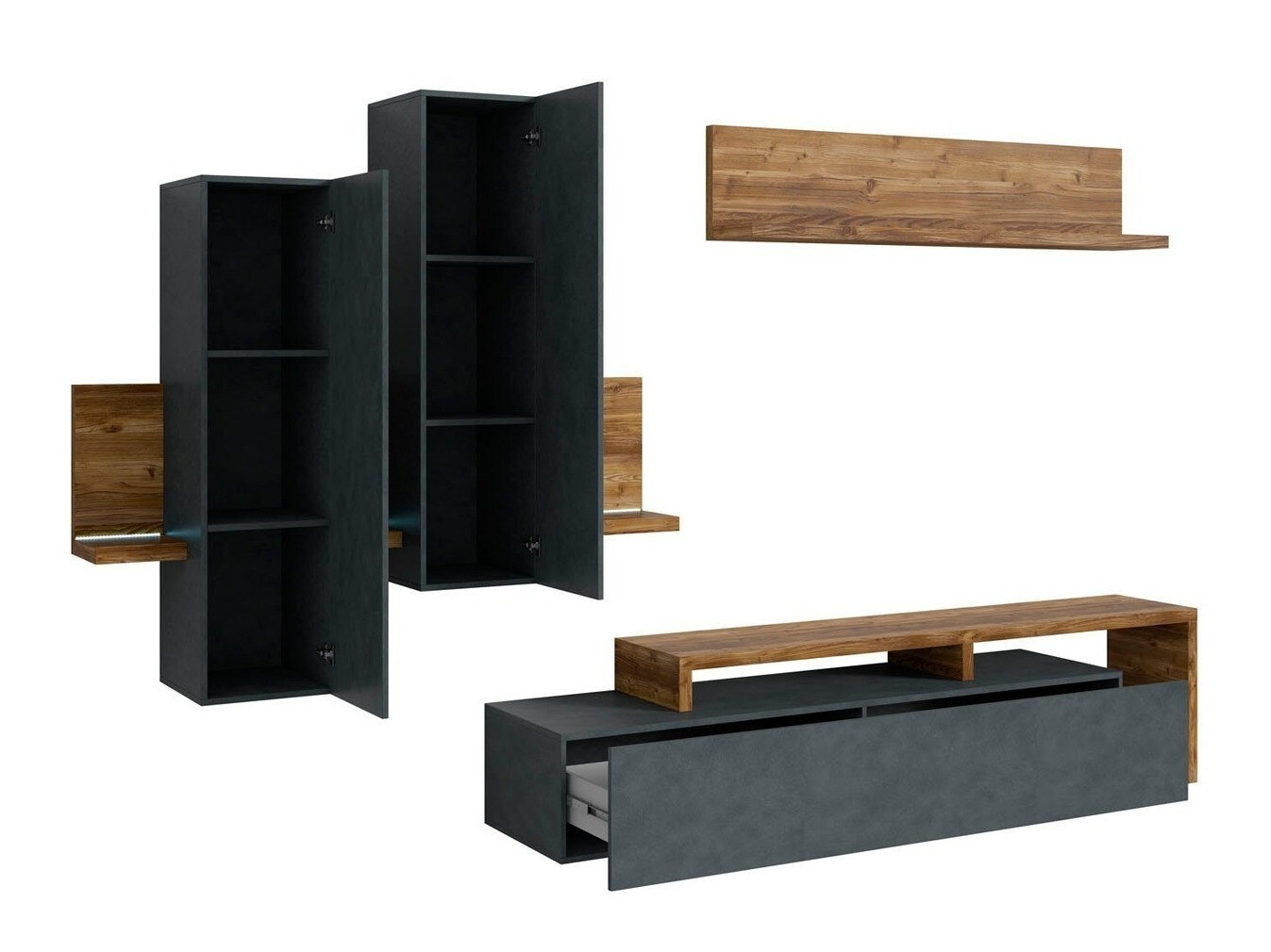 Viesistabas komplekts Lutiva 100 (Matera pelēks + Tumšā egle)