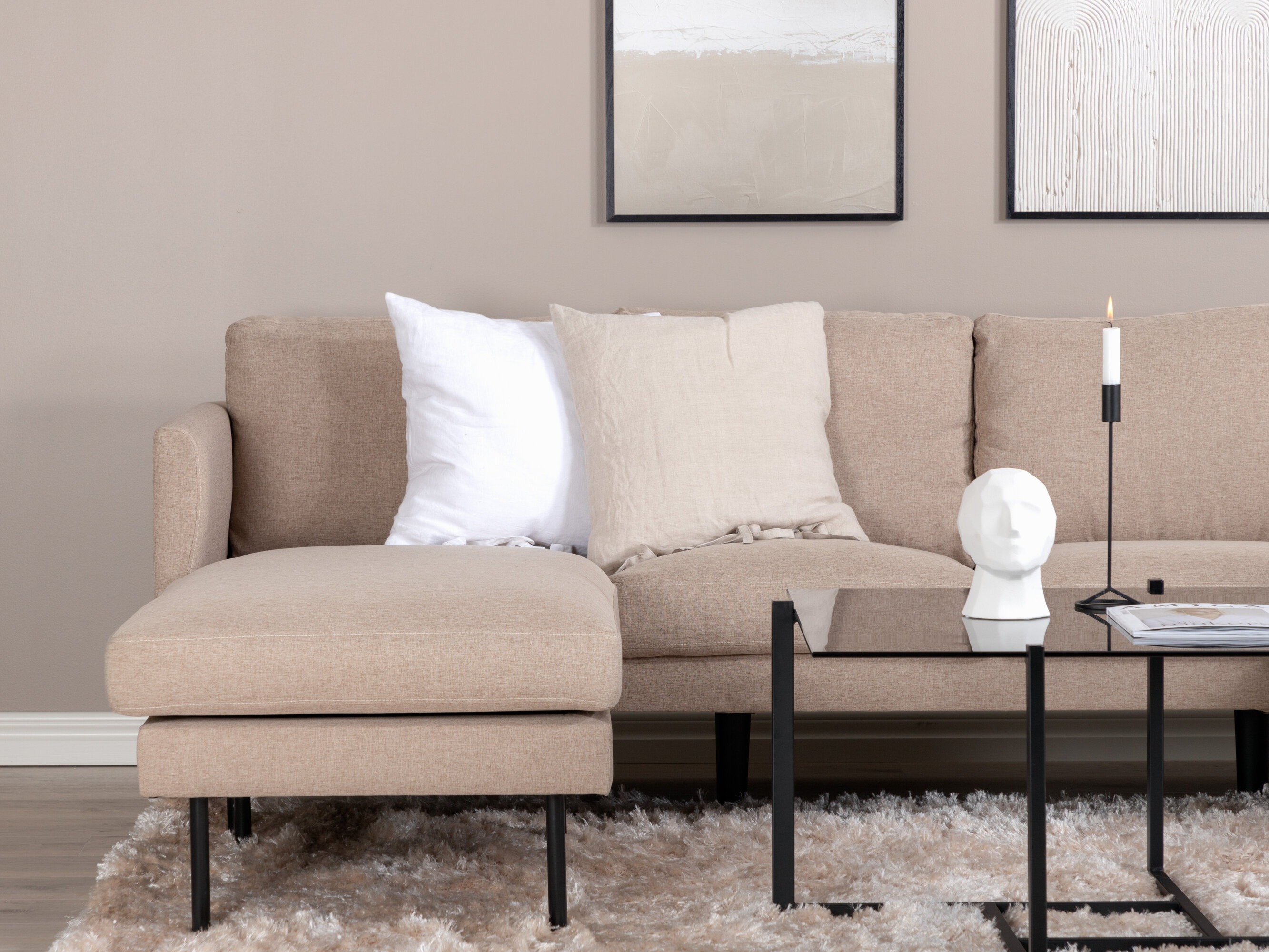 Угловой диван Fercame 102 (Коричневый + Чёрный)