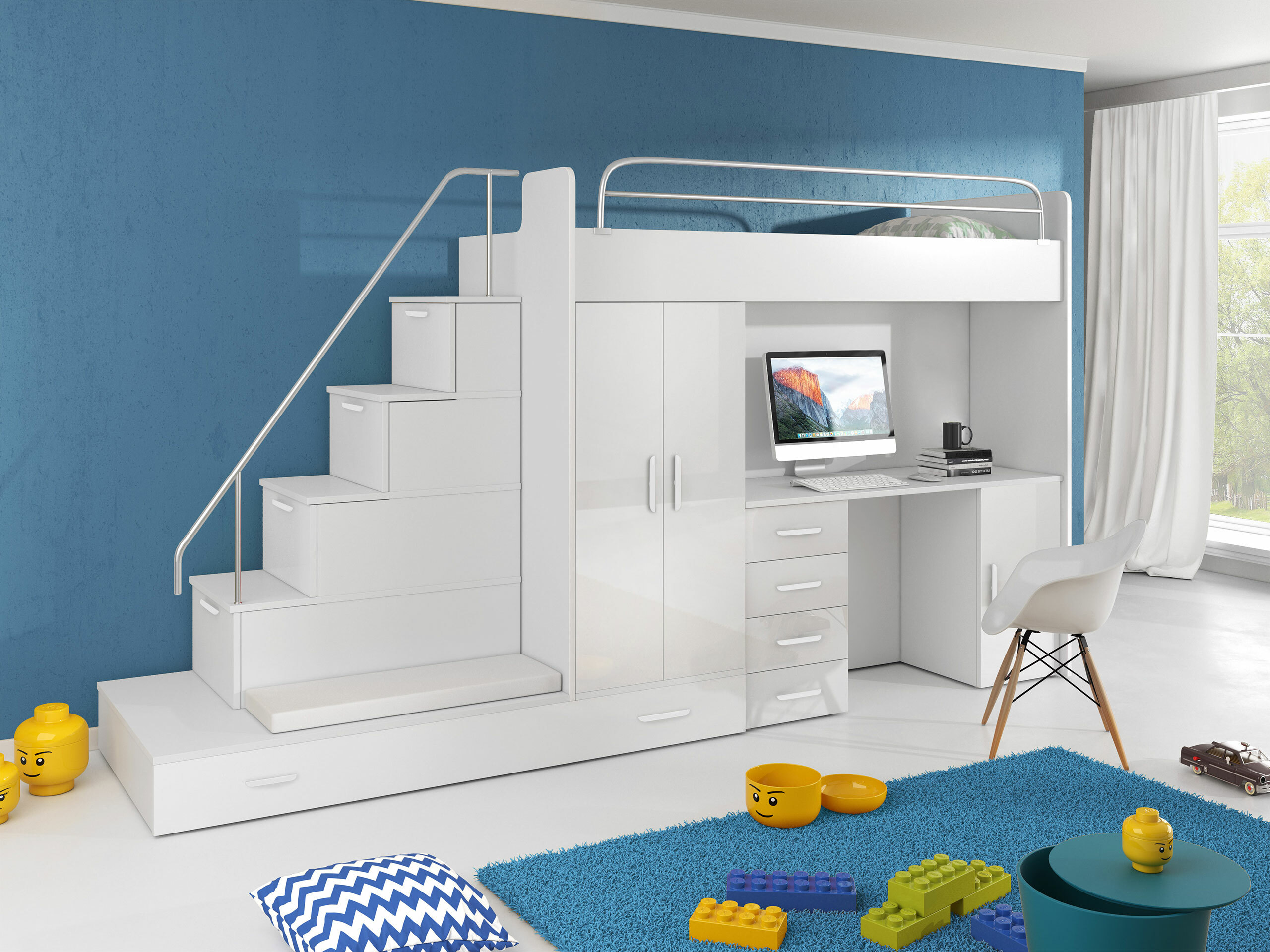 Набор для детской комнаты Salmere 100 (Белый + Глянцевый белый)