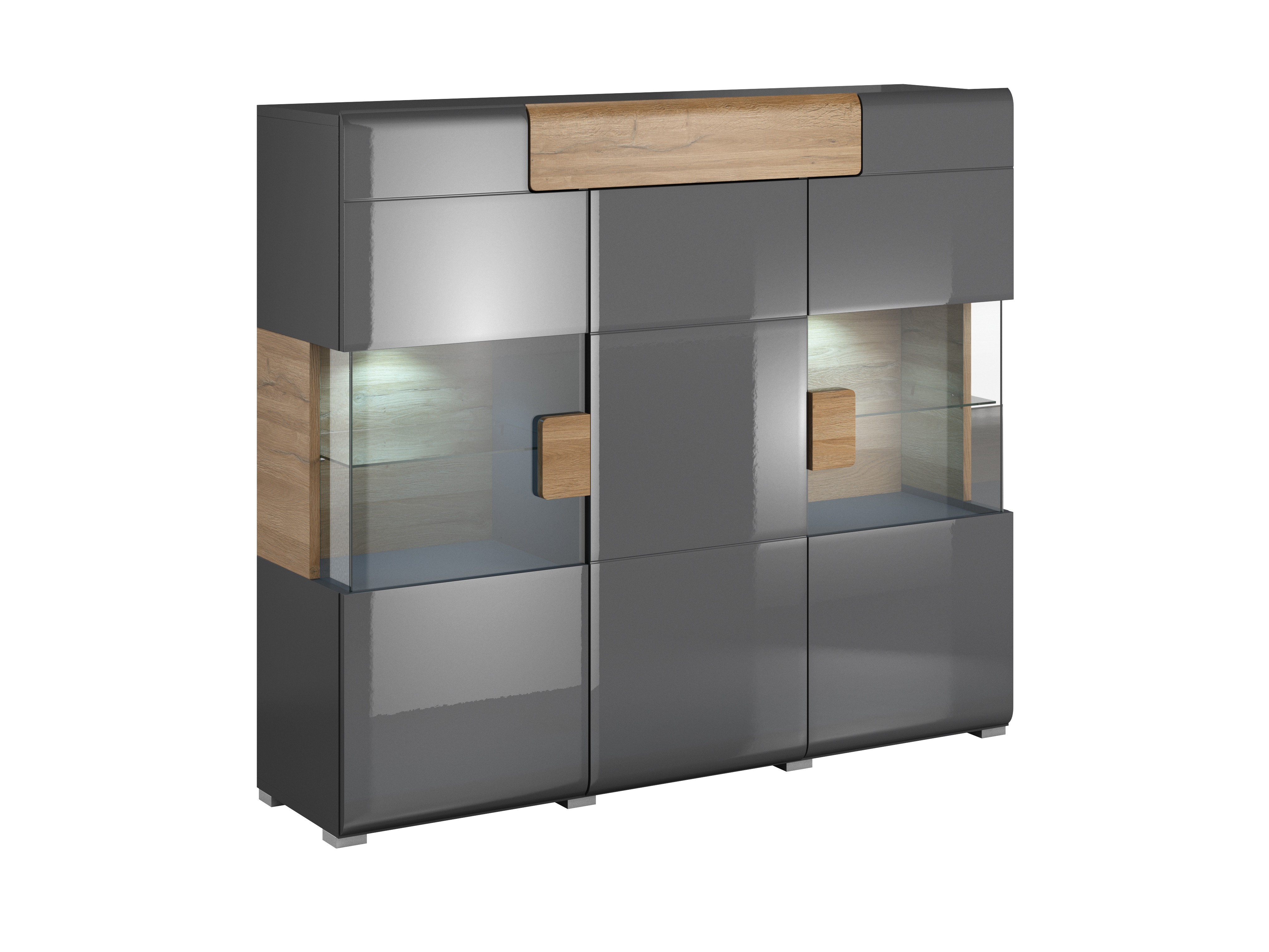 Skapis Torsone 100 (Antracīts + Gloss antracīts + Grandson ozols)