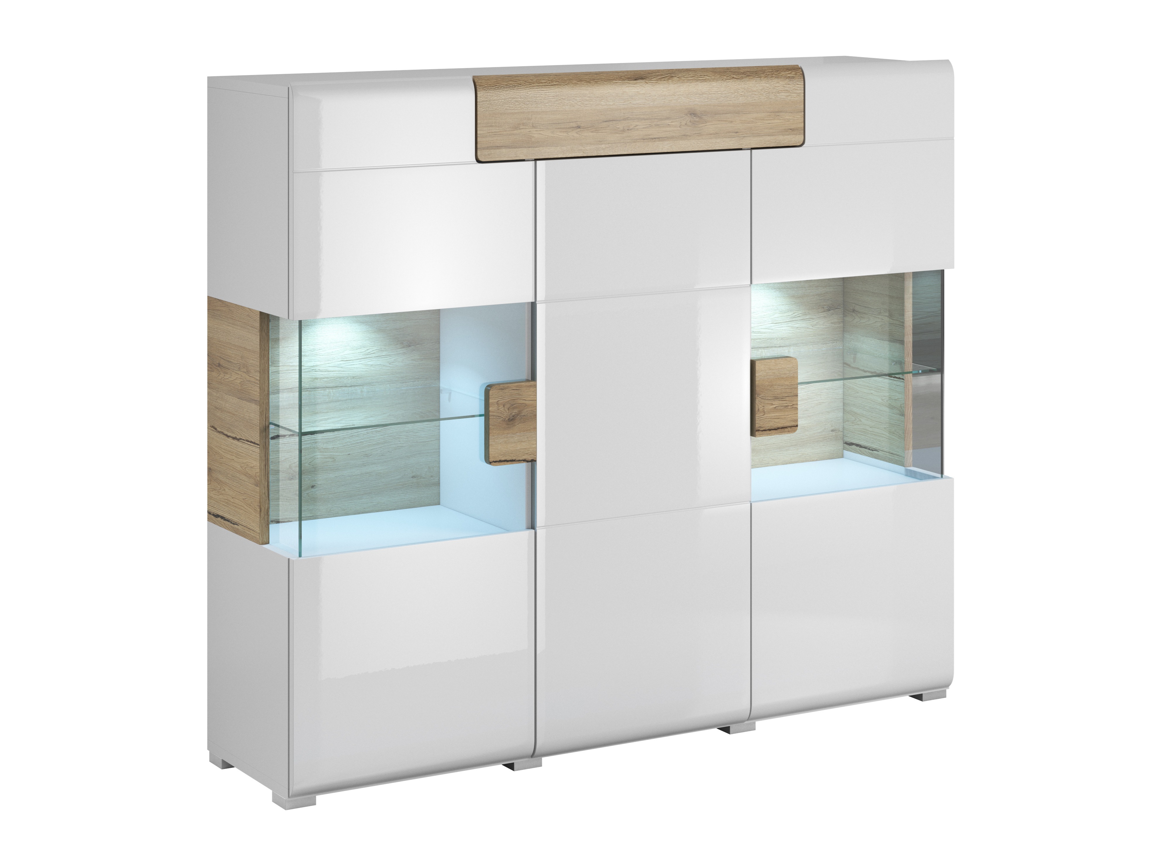 Skapis Torsone 100 (Balts + Glancēts balts + Sanremo ozols)