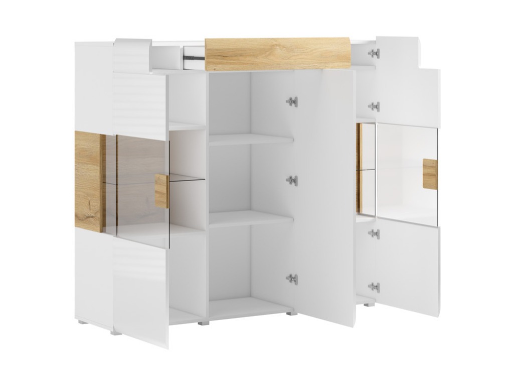 Skapis Torsone 100 (Balts + Glancēts balts + Sanremo ozols)