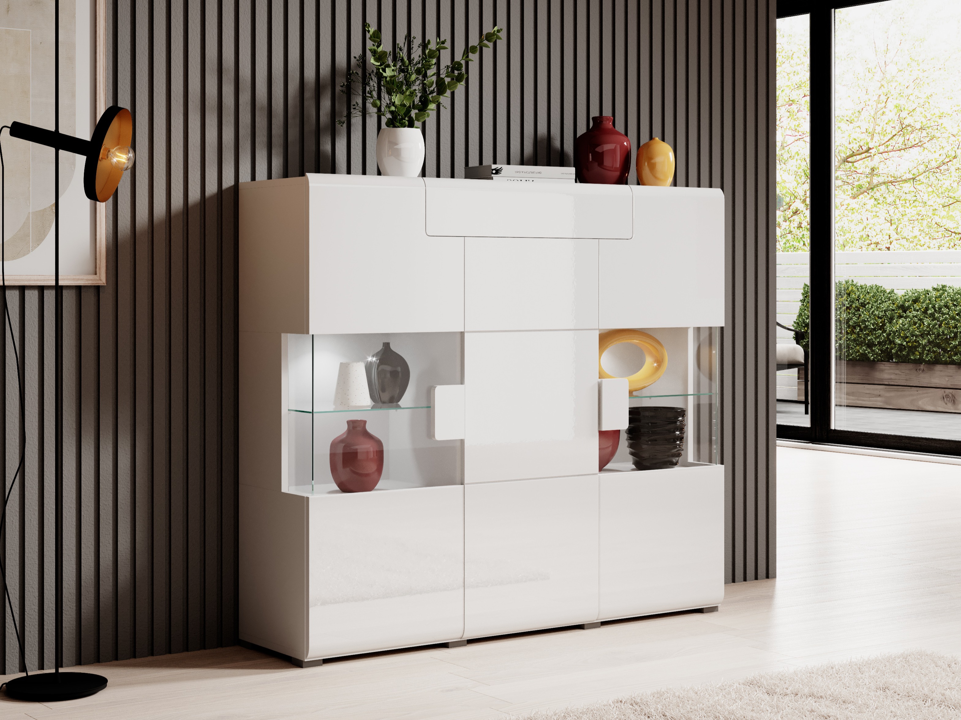 Skapis Torsone 100 (Balts + Glancēts balts)