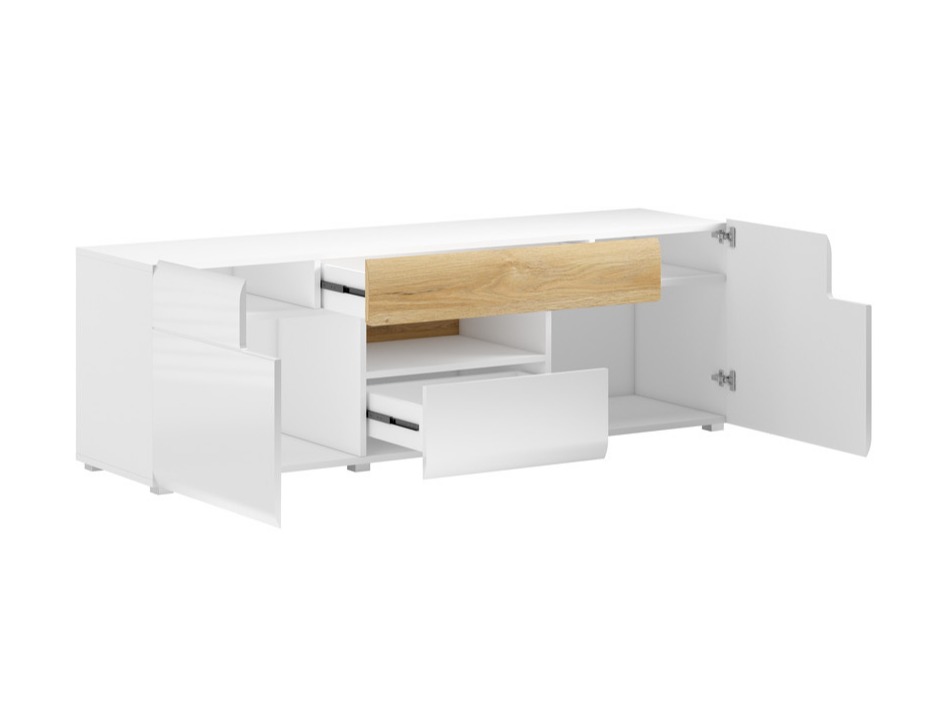 TV galds Torsone 101 (Balts + Glancēts balts + Sanremo ozols)