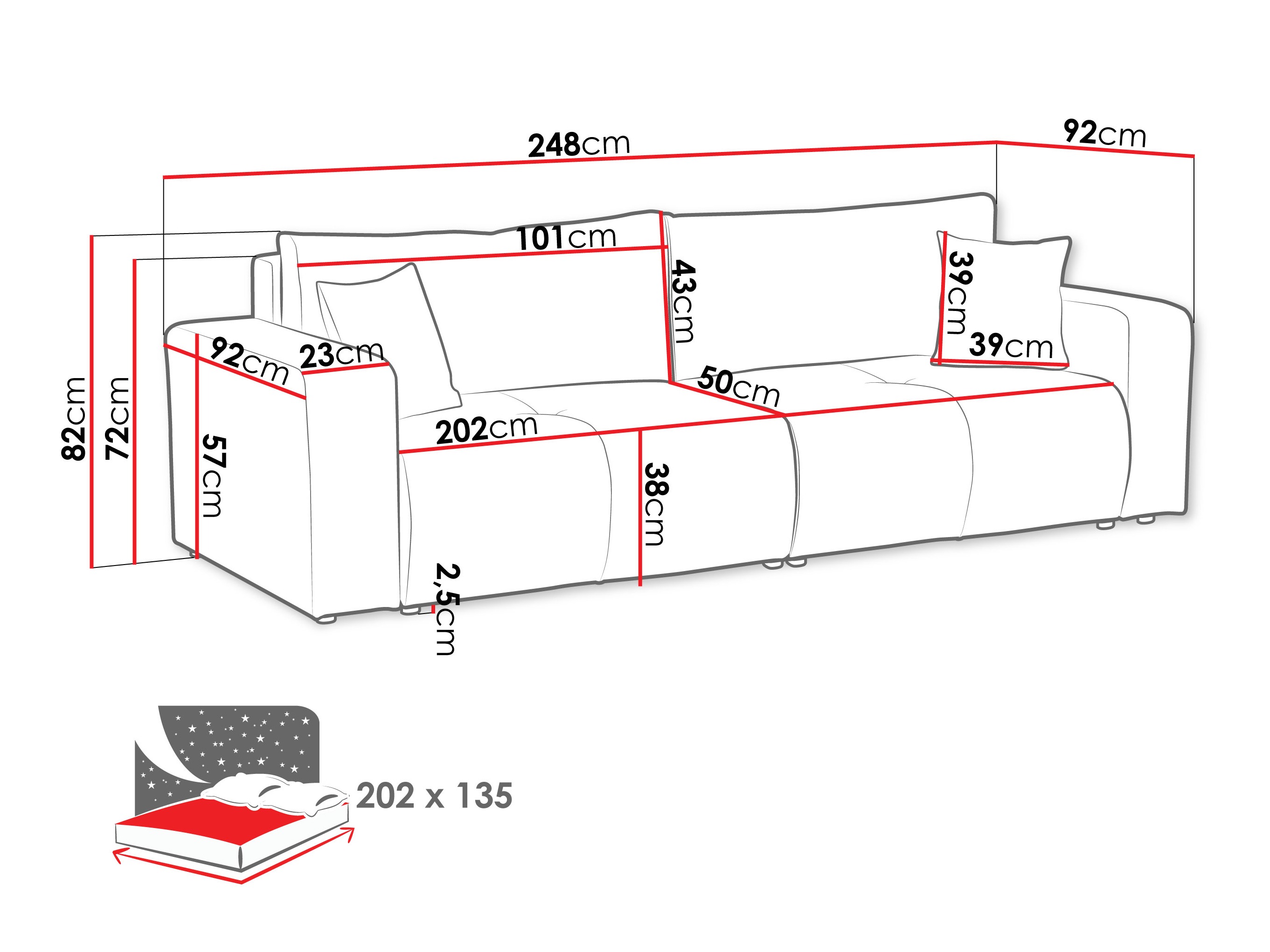 Dīvāns gulta Comfivo 424 (Coral 15)