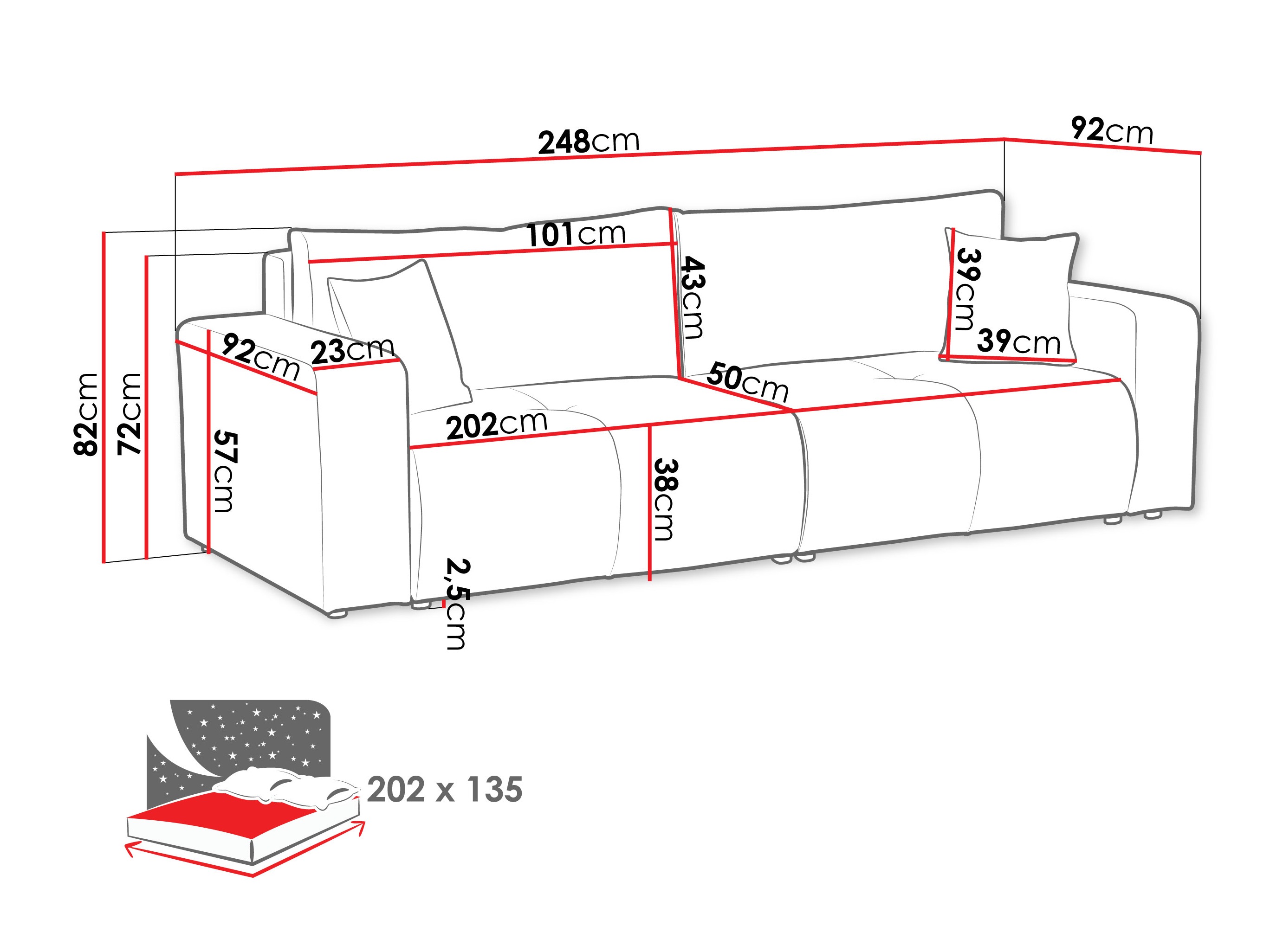 Dīvāns gulta Comfivo 424 (Coral 50)