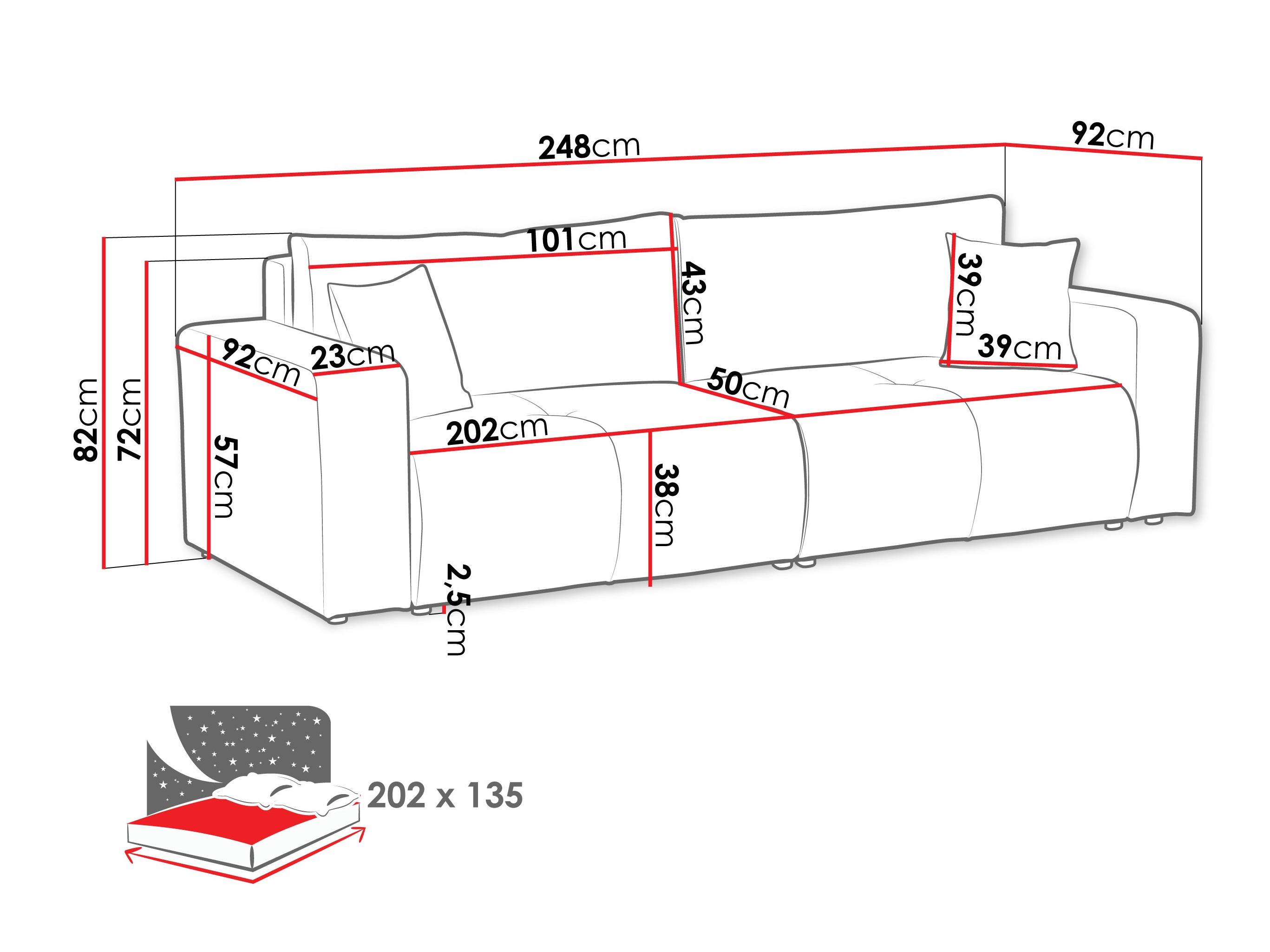 Dīvāns gulta Comfivo 424 (Coral 55)
