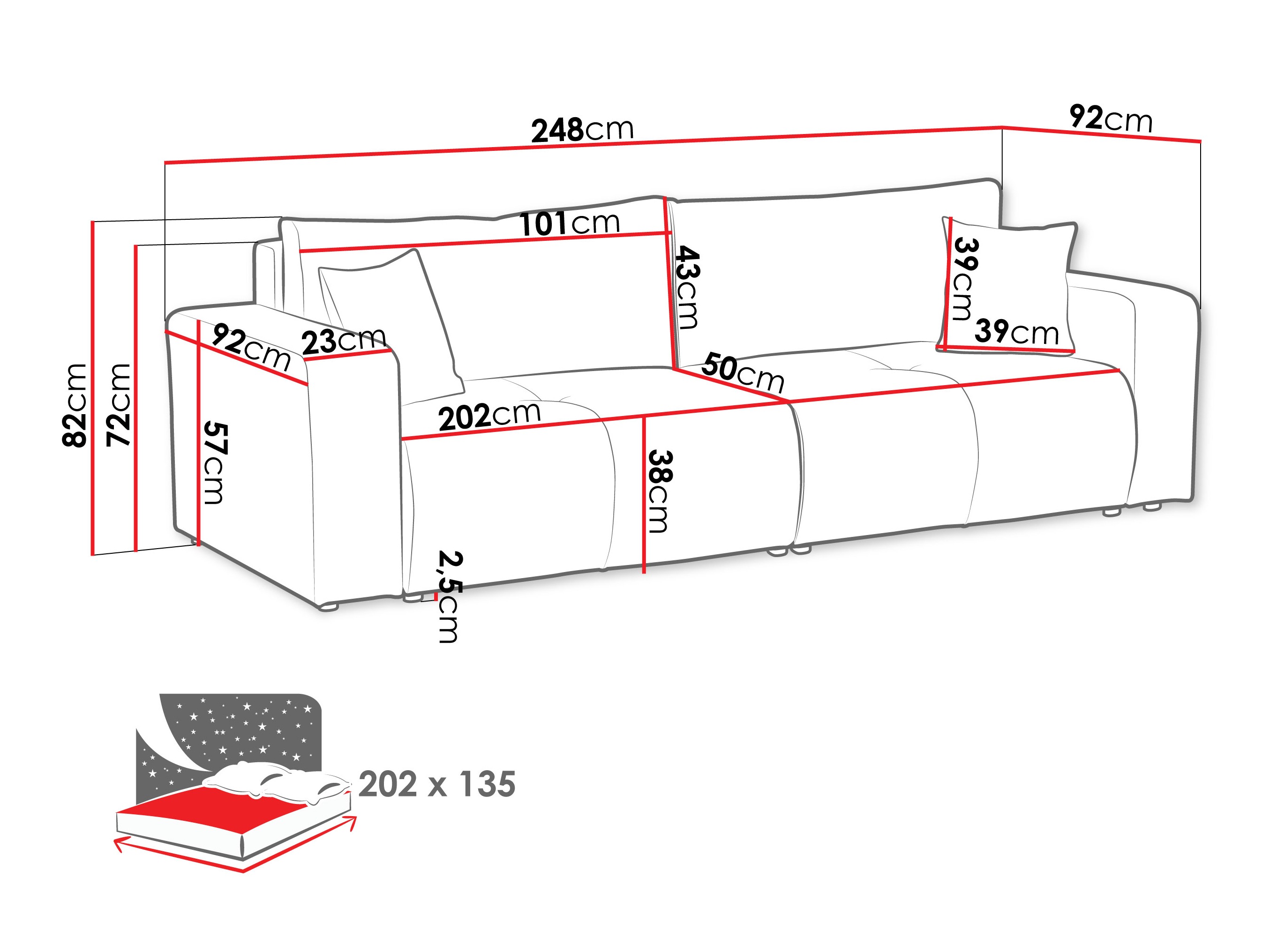 Dīvāns gulta Comfivo 424 (Coral 75)