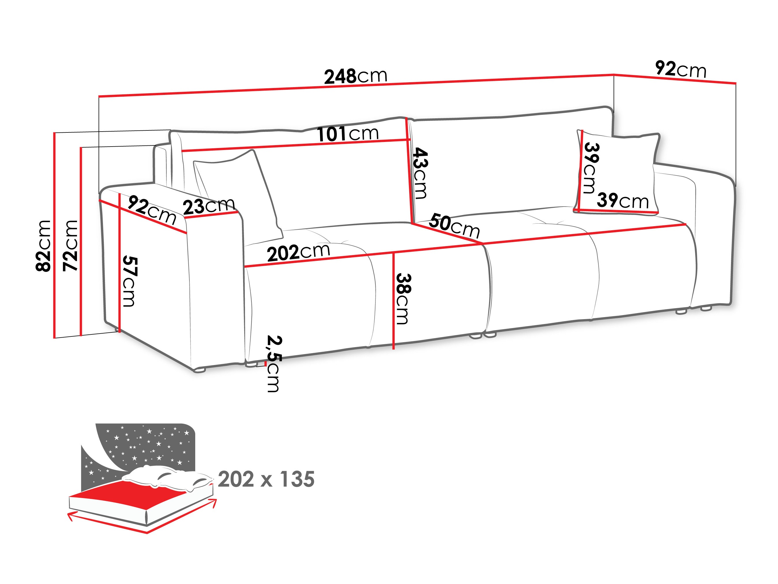 Dīvāns gulta Comfivo 424 (Coral 80)
