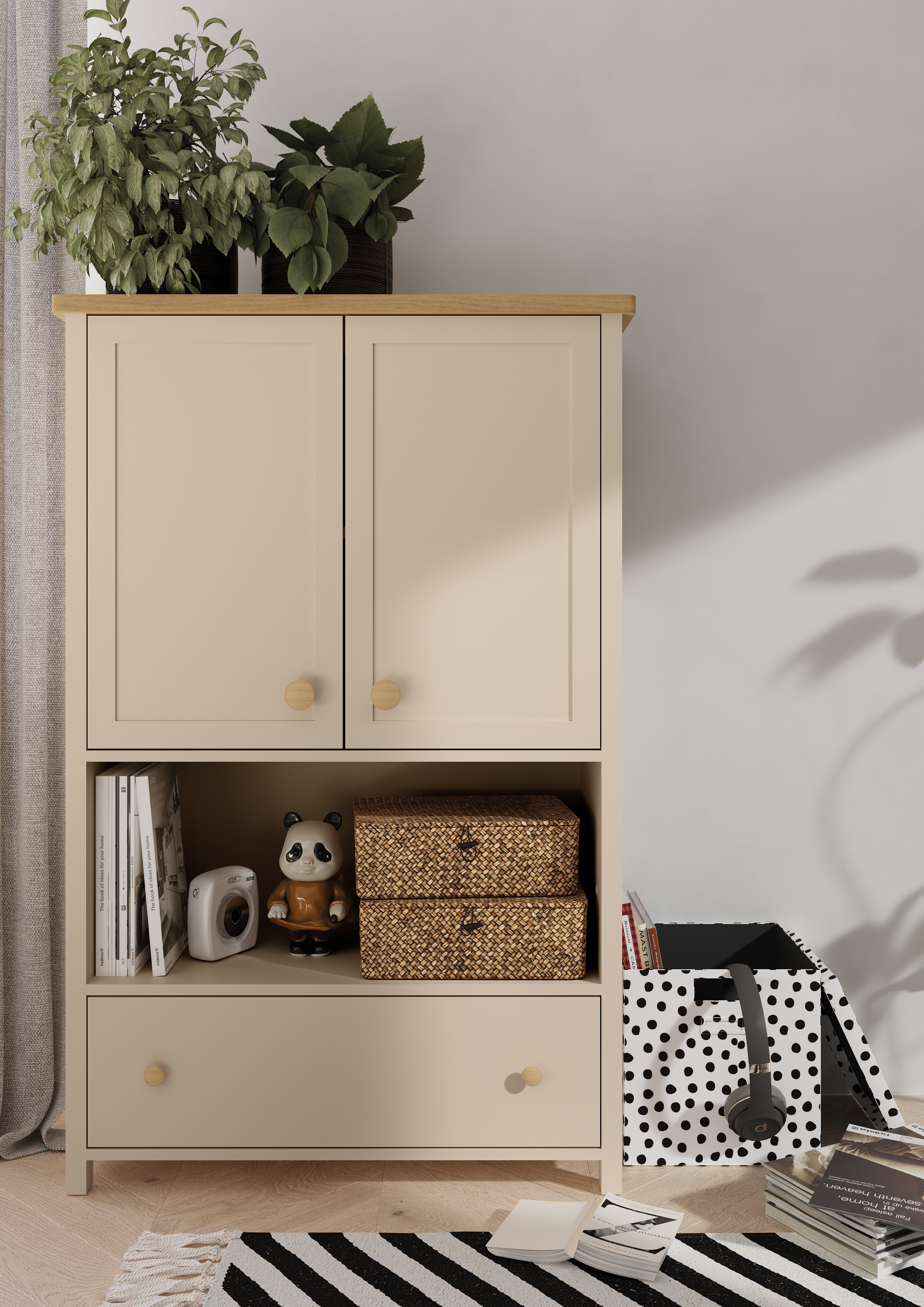 Kомод Romelbo 144 (Бежевый + Дуб)