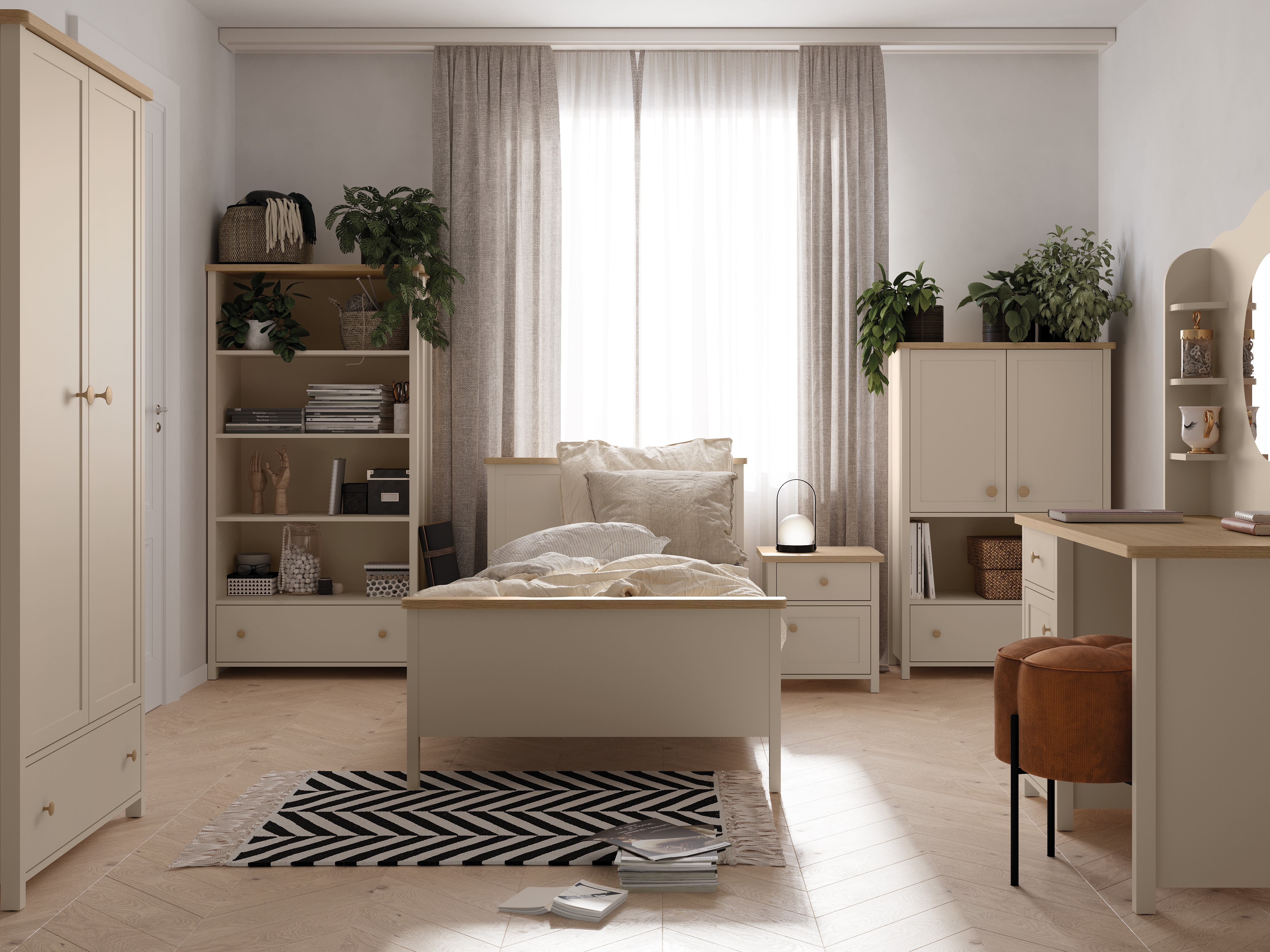 Кровать Romelbo 148 (Бежевый + Дуб)