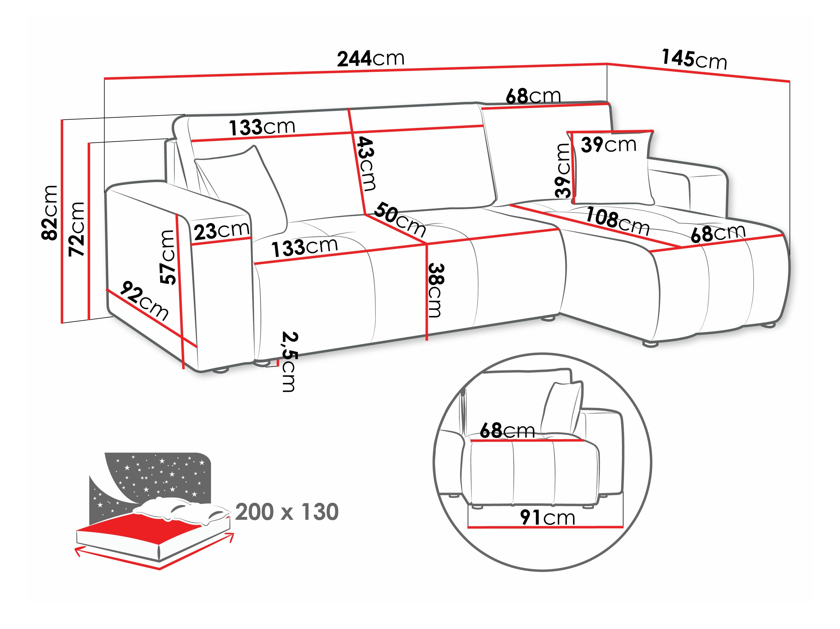 Stūra dīvāns Comfivo 361 (Coral 55)