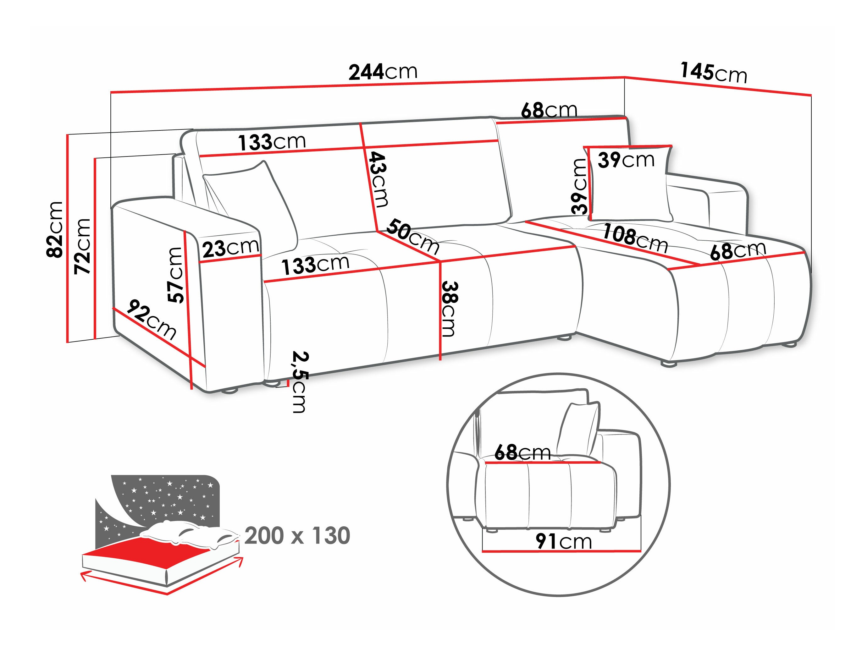 Stūra dīvāns Comfivo 361 (Coral 80)