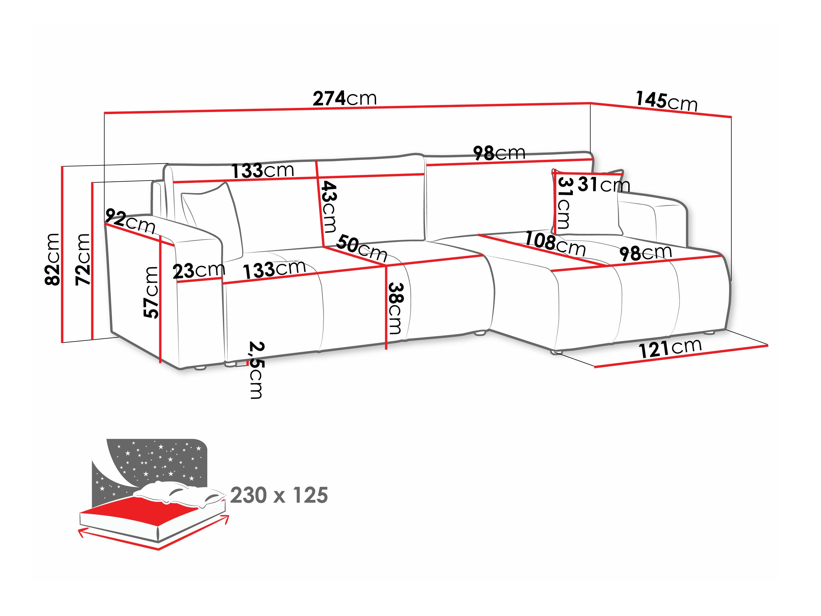 Stūra dīvāns Comfivo 425 (Coral 50)