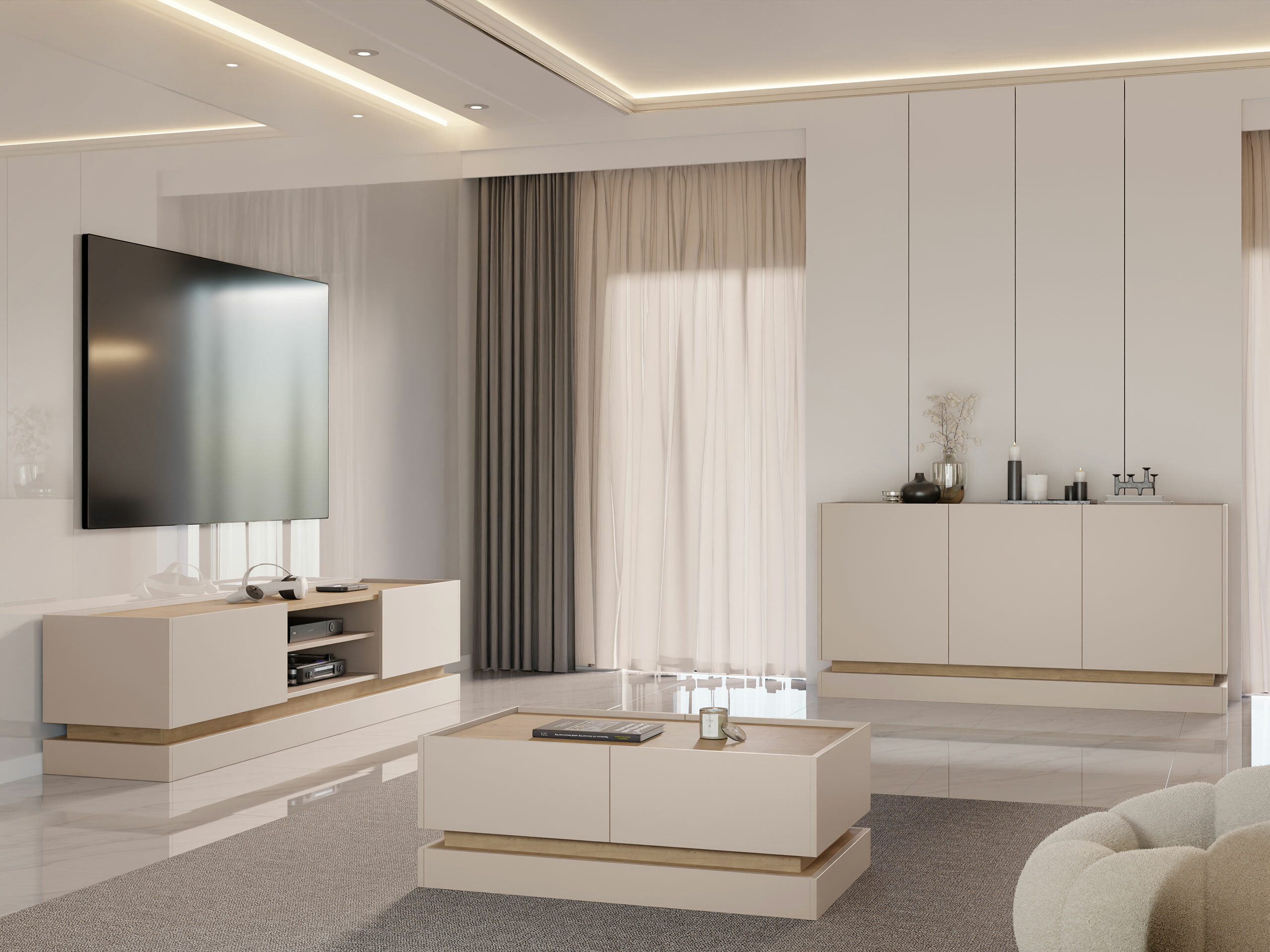 ТВ тумба Comfivo Dalvenu 102 (Светло-коричневый + Дуб)