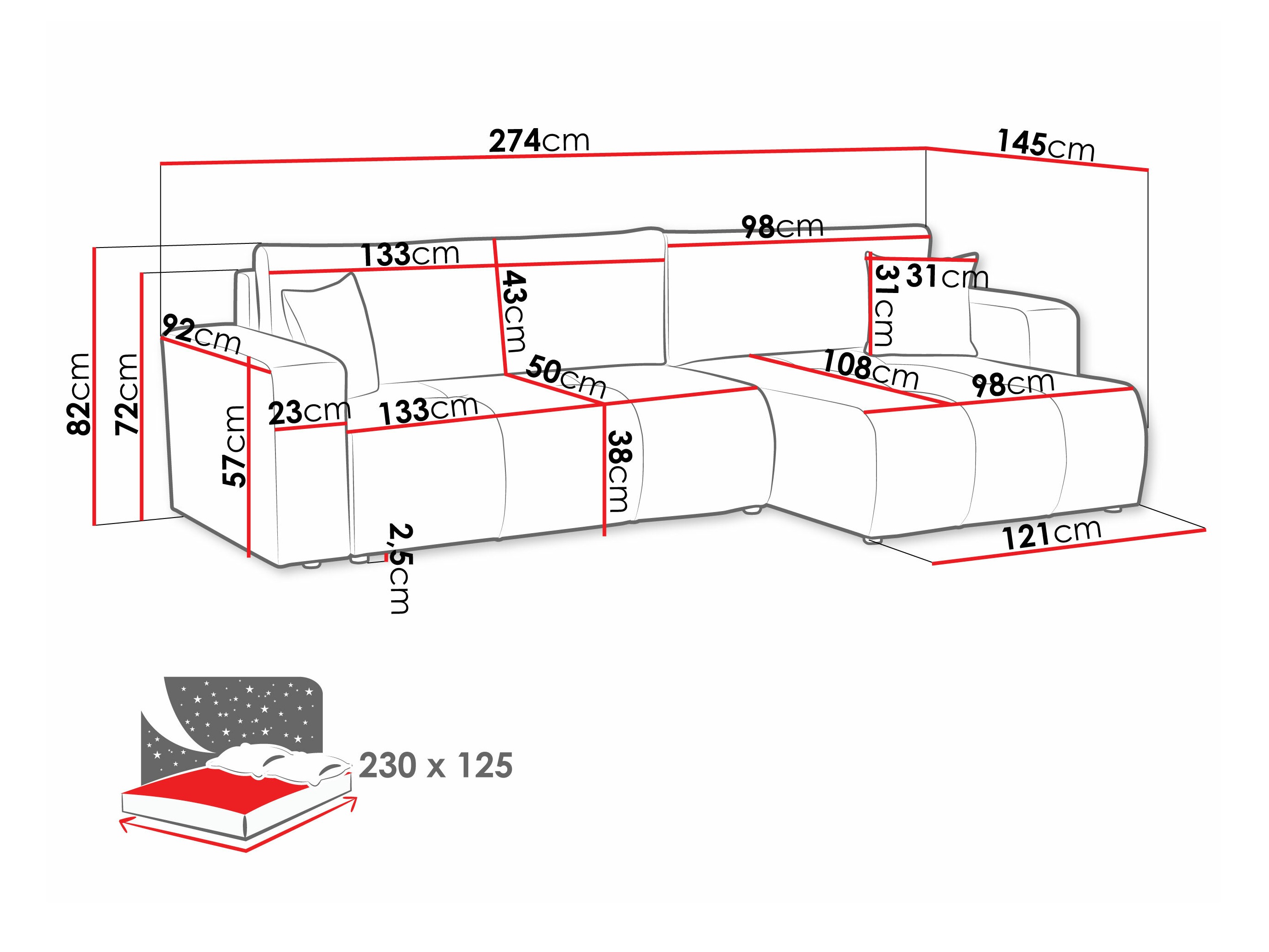 Угловой диван Comfivo 425 (Coral 80)