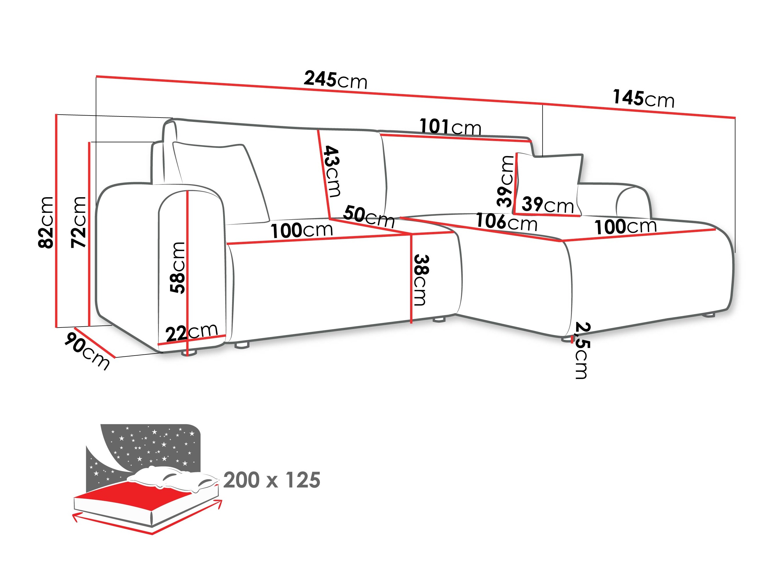 Stūra dīvāns Luxum (Taro 01)