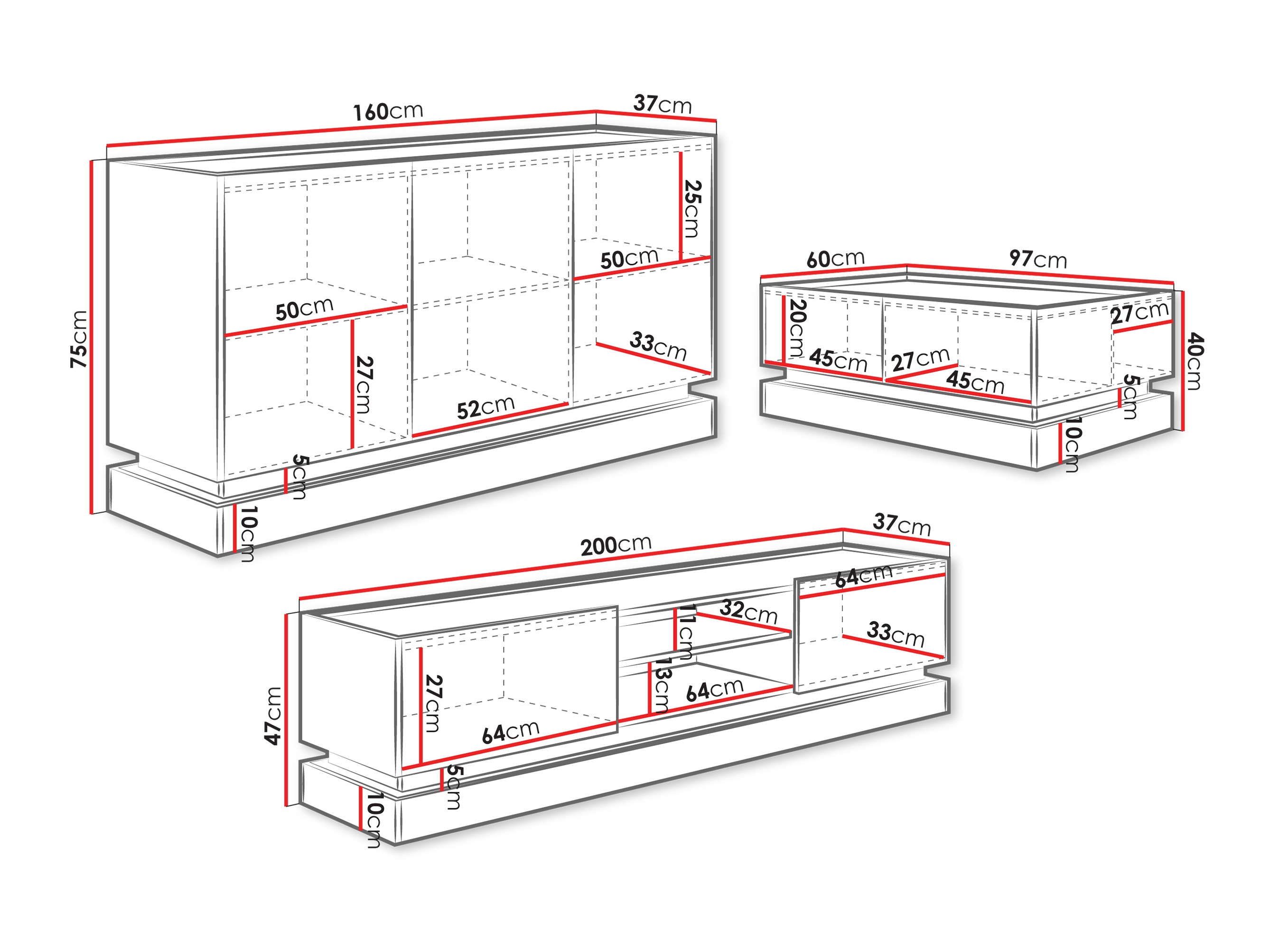 Viesistabas komplekts Comfivo Tilia (Melns + Ozols)