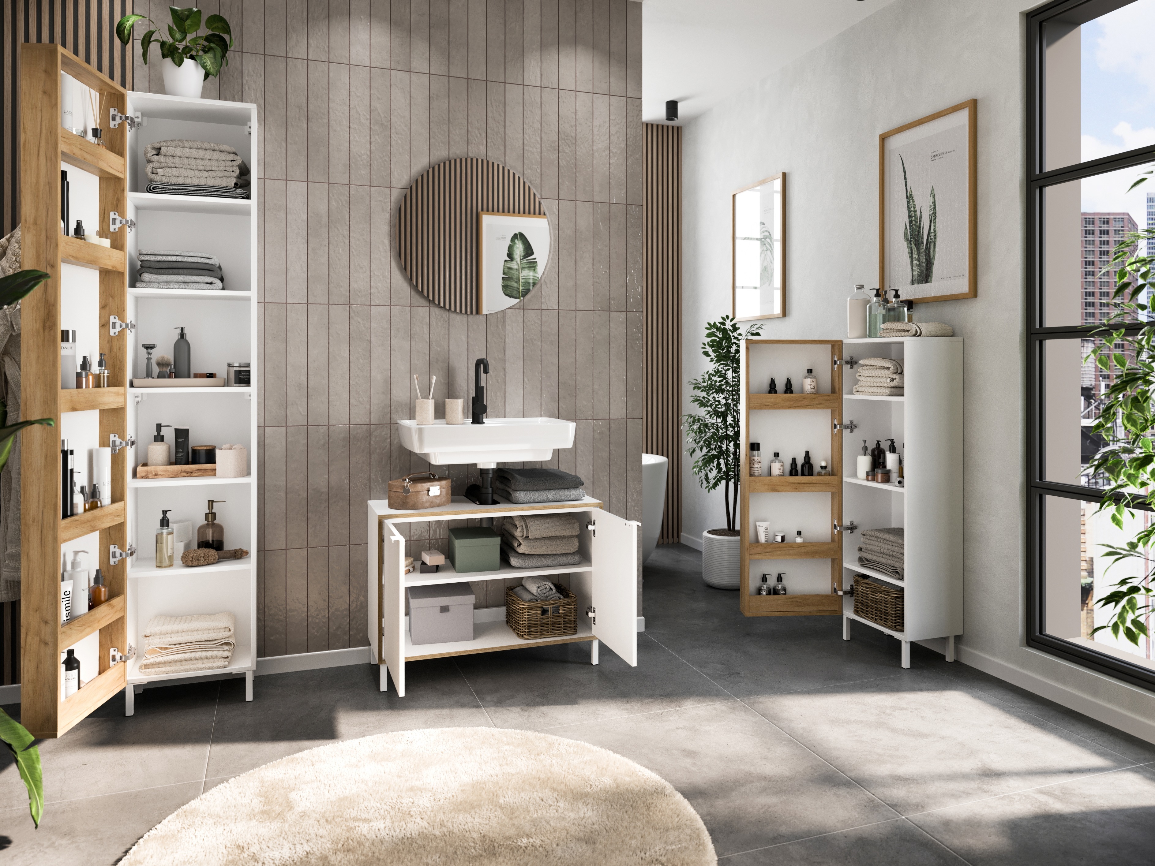 Stāvošs vannas istabas skapītis izlietnei Fenetro 100