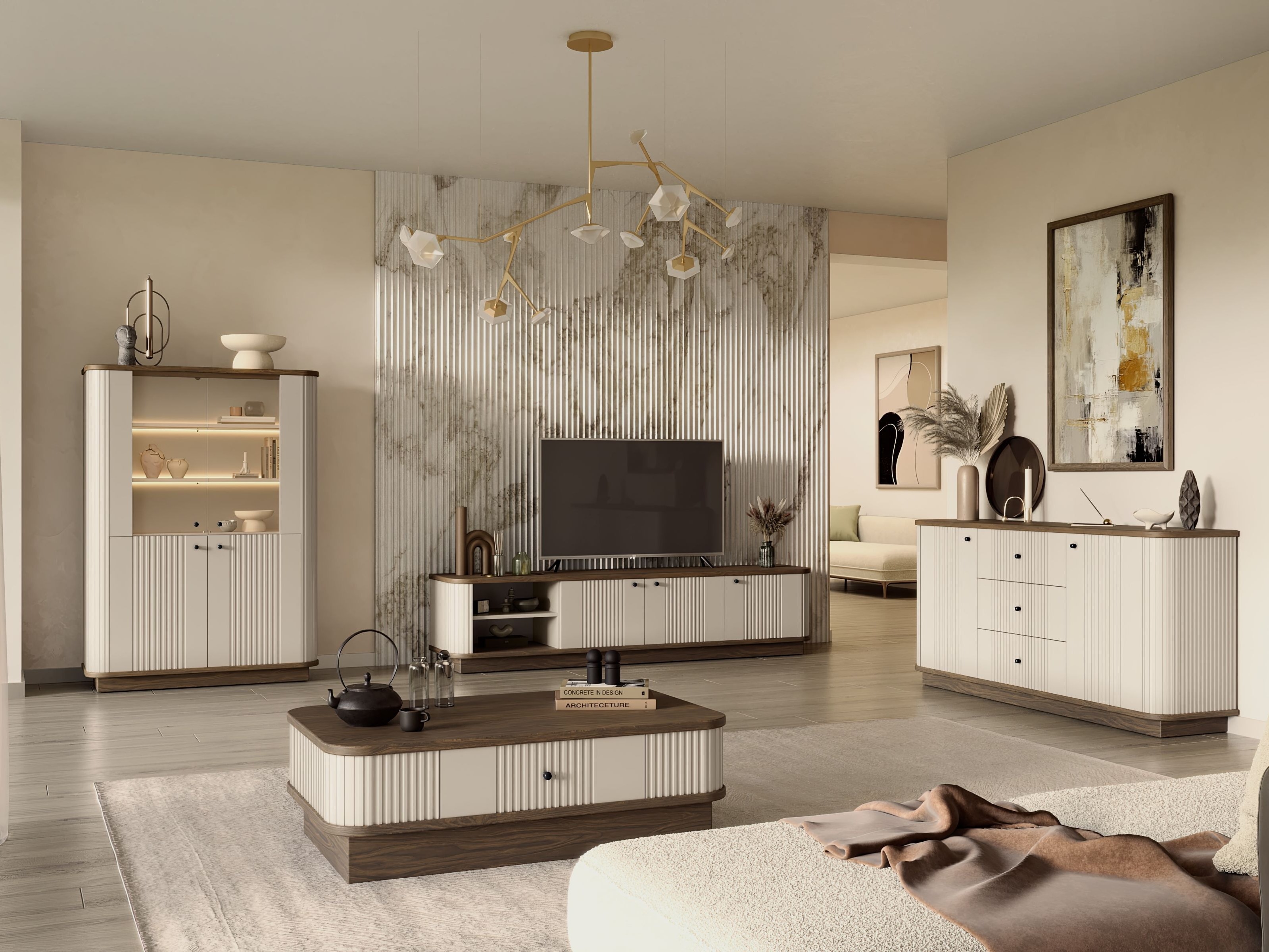 ТВ тумба Levfene 101 (Кашемир + Грецкий орех)