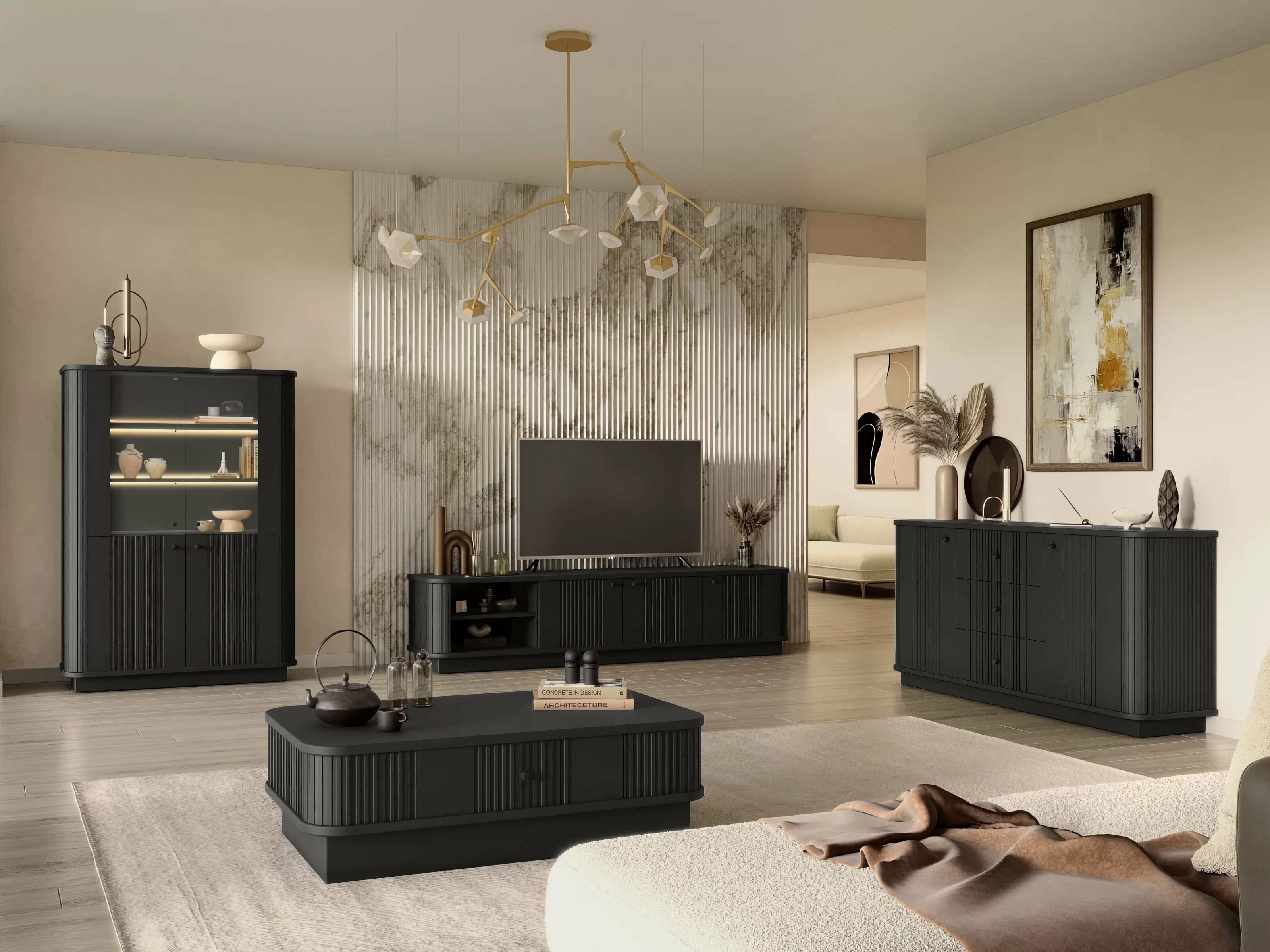 Набор для гостиной Levfene 107 (Чёрный)