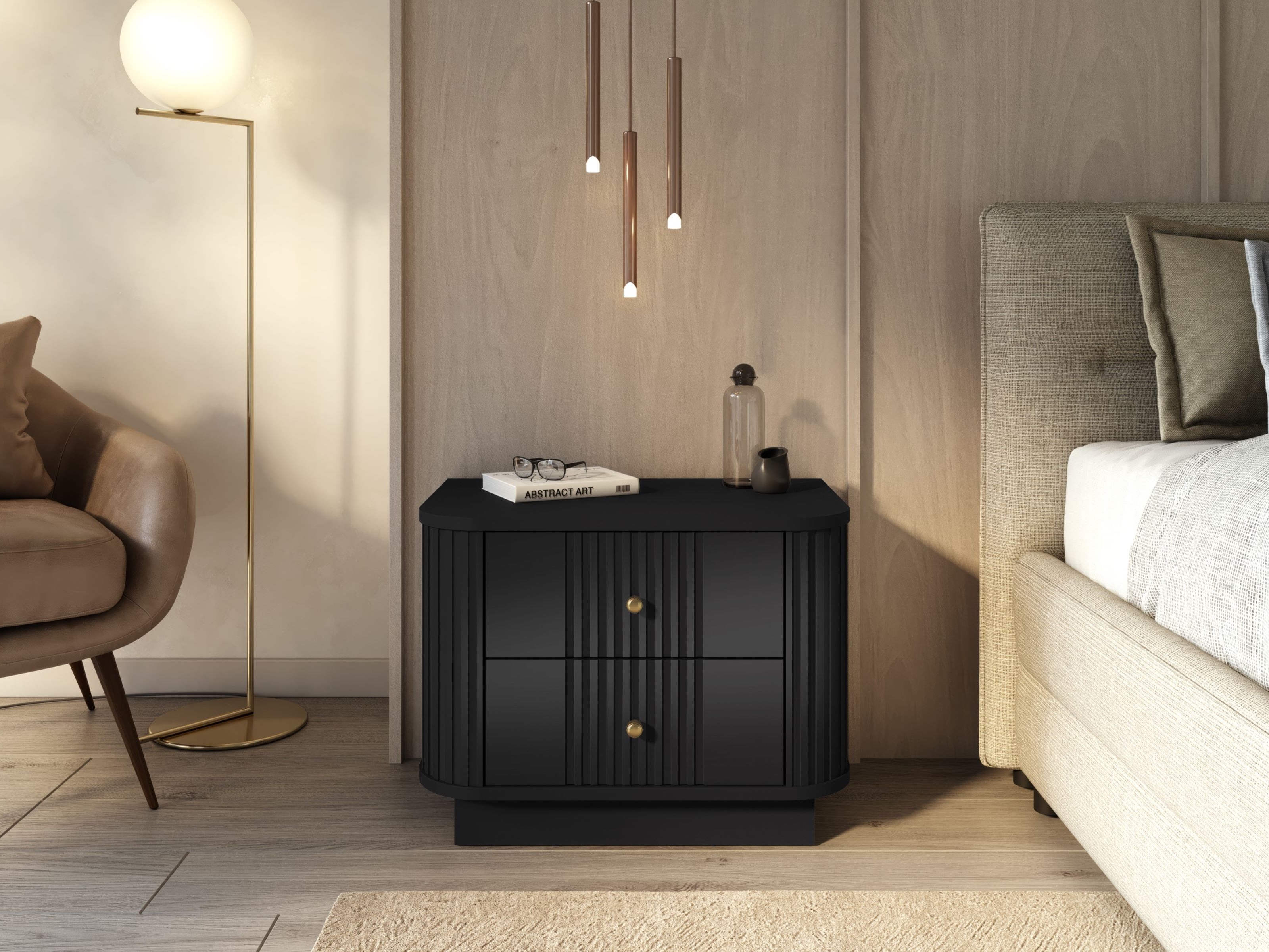 Naktsgaldiņu komplekts Levfene 105 (Melns)