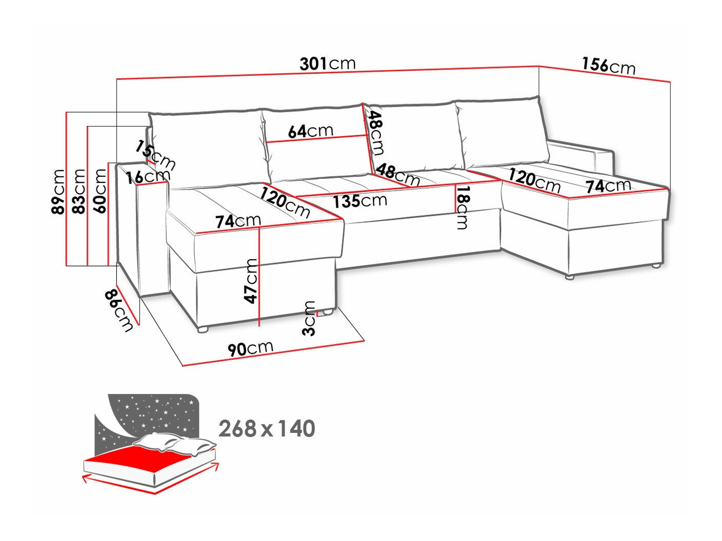 Stūra dīvāns Providence 143 (Montana 101 + MDL 5)