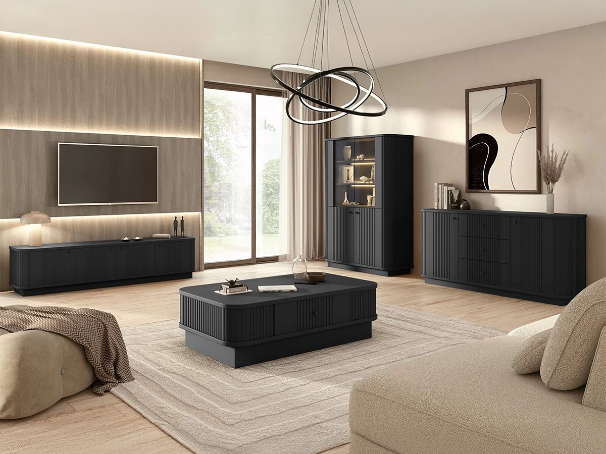 Viesistabas komplekts Levfene 106 (Melns)